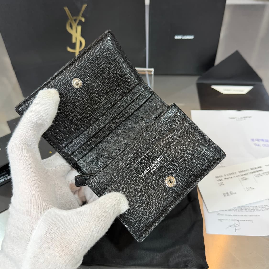 [리오브] 생로랑 마틀라세 은장 그레인드 반지갑 상품이미지4