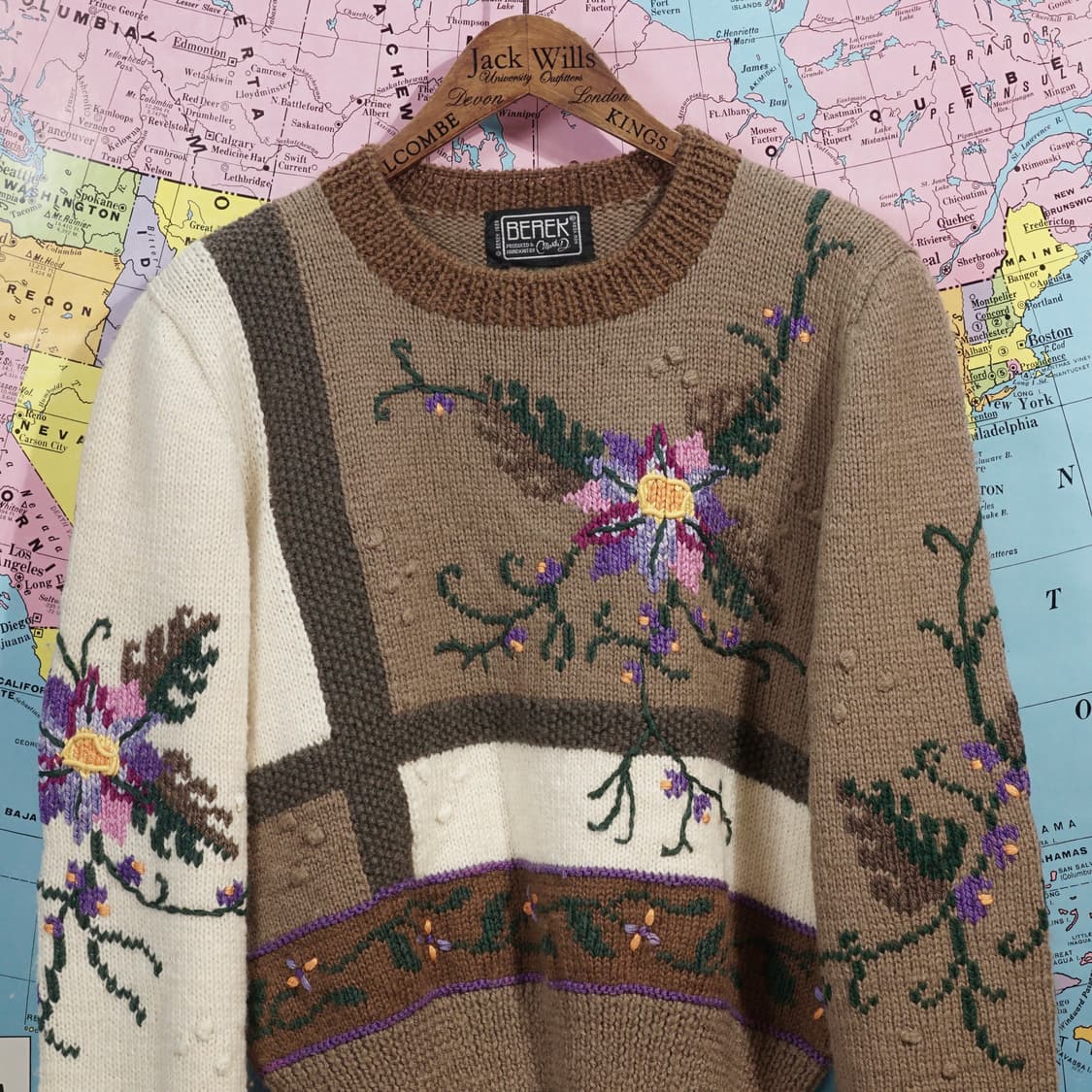 1989s Berek 플로럴 자수 핸드메이드 니트 상품이미지1