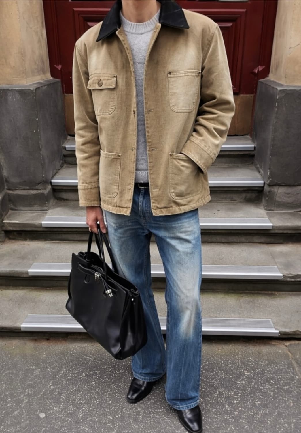 캐리오버 퓨에르옴므 레더 카라 올드 빈티지 워크자켓 상품이미지1