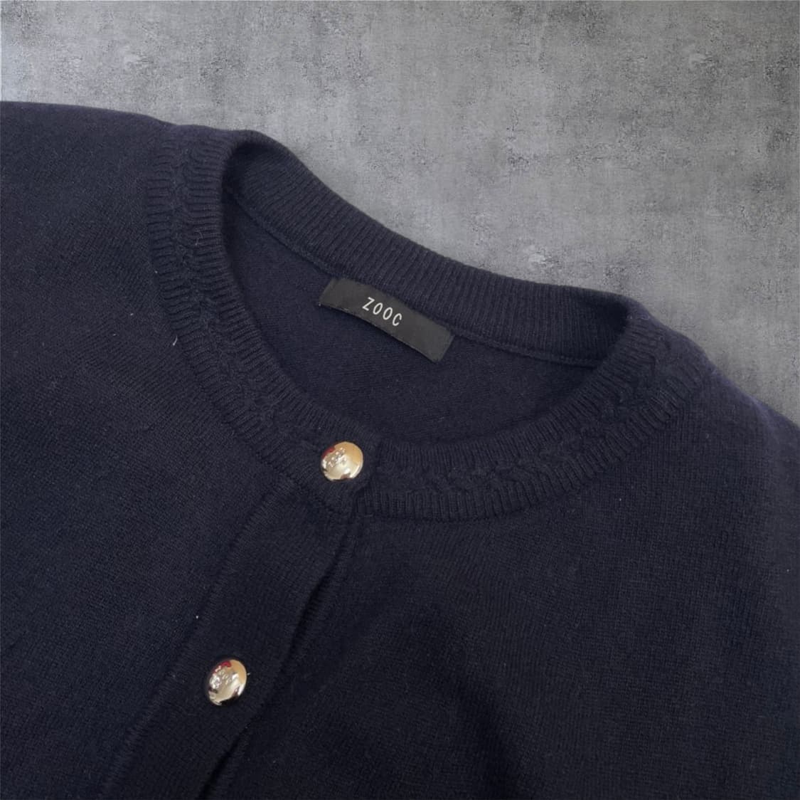 주크 Zooc 네이비 레이어드 숄 니트 가디건 S 상품이미지2