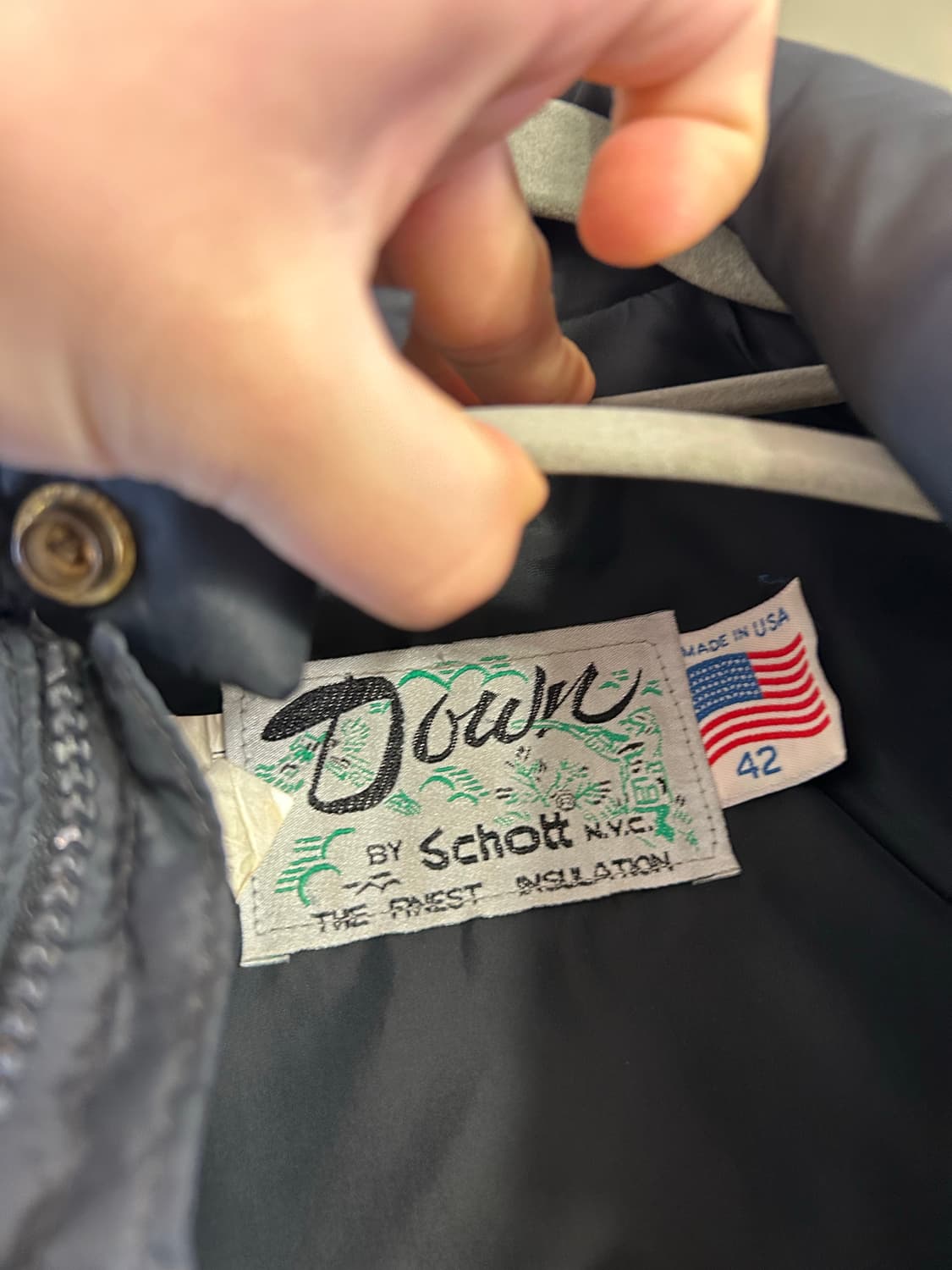 42 )90년대 Schott 쇼트 레어 가죽 베스트 구스 다운 패딩 상품이미지4