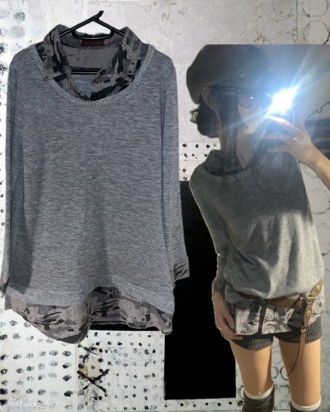 카모 포인트 그레이 니트 롱슬리브 상품이미지1