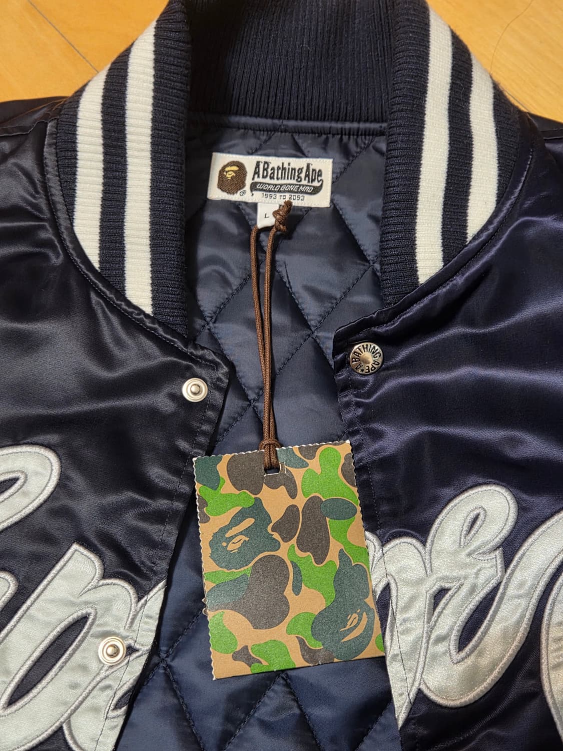 BAPE Baseball Jacket Navy L / 미착용 / 택O 상품이미지3