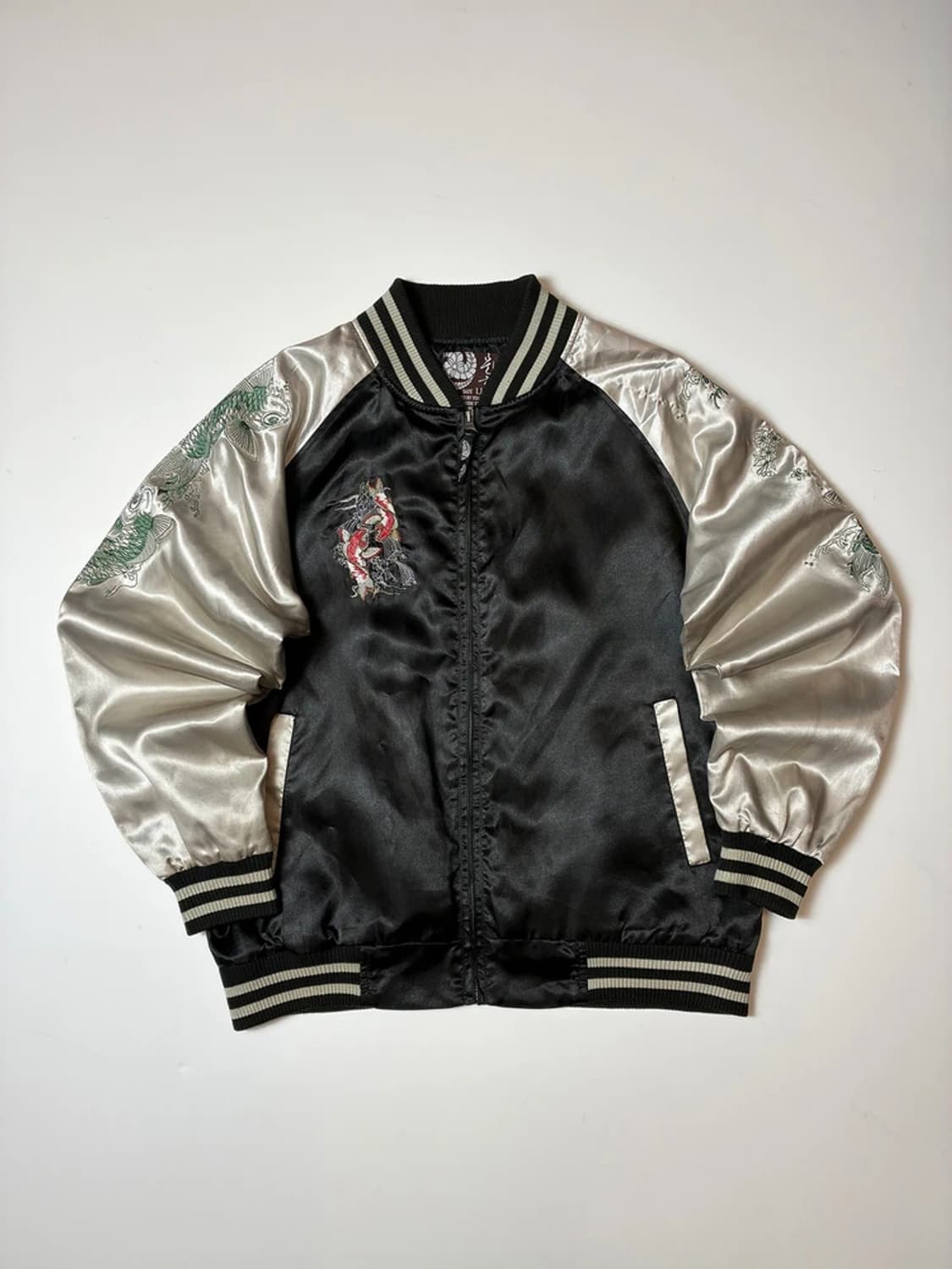 재패니즈 00's Y2K 비단 잉어 새틴 스카잔 자켓 PN8868 상품이미지2