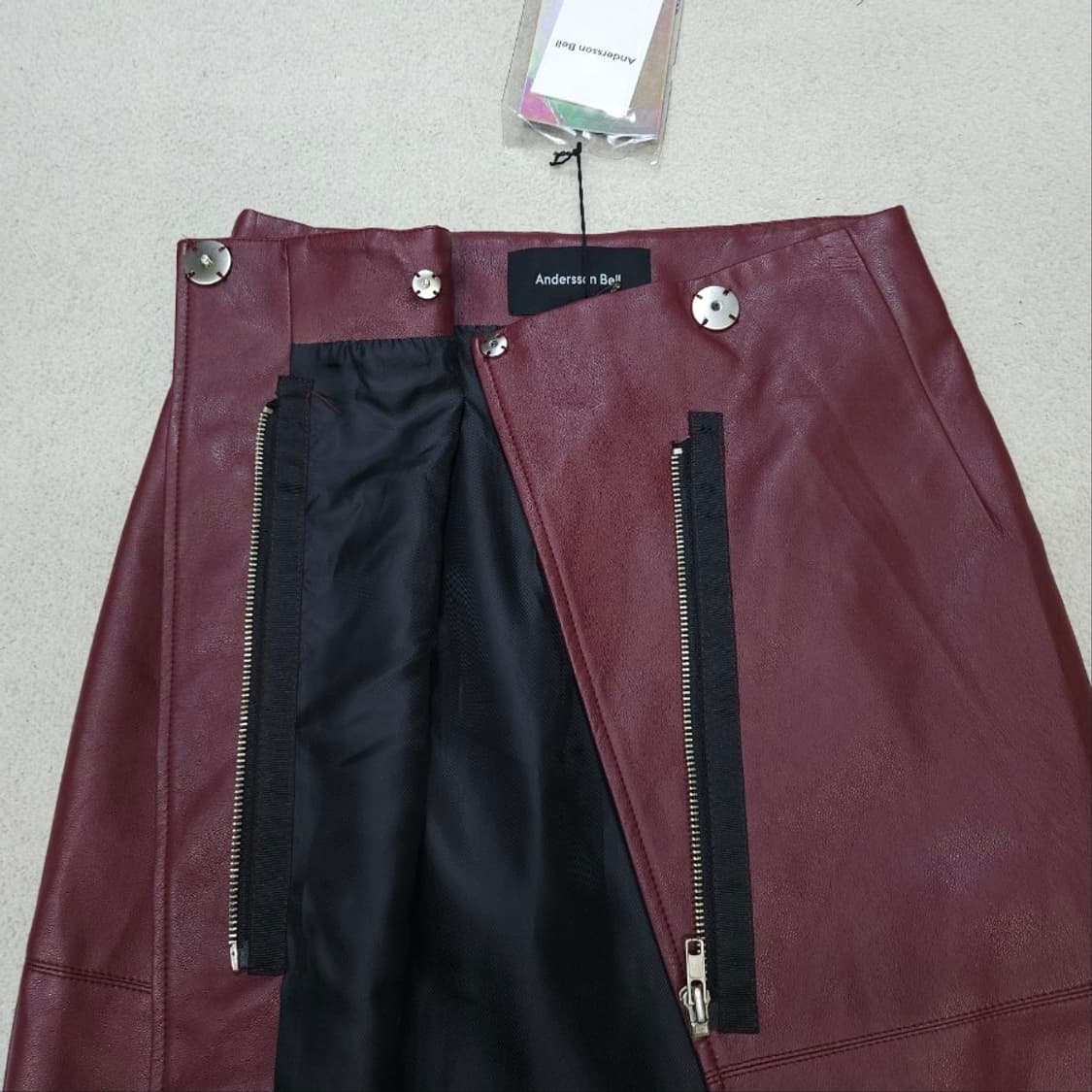 앤더슨벨 레더 스커트 S 버건디 상품이미지4