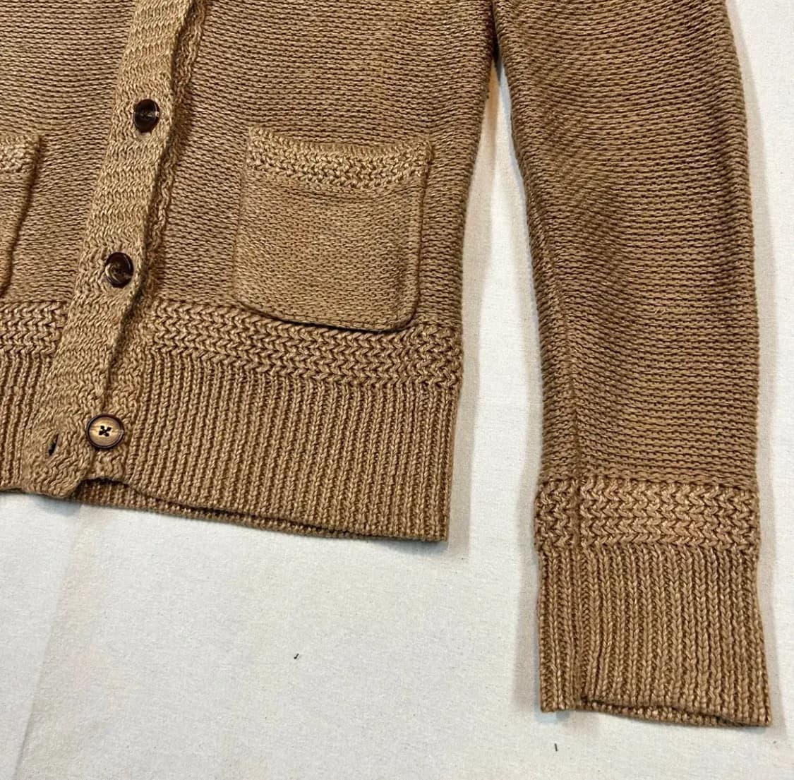여S) 랄프로렌 브라운 린넨 숄카라 가디건 상품이미지4