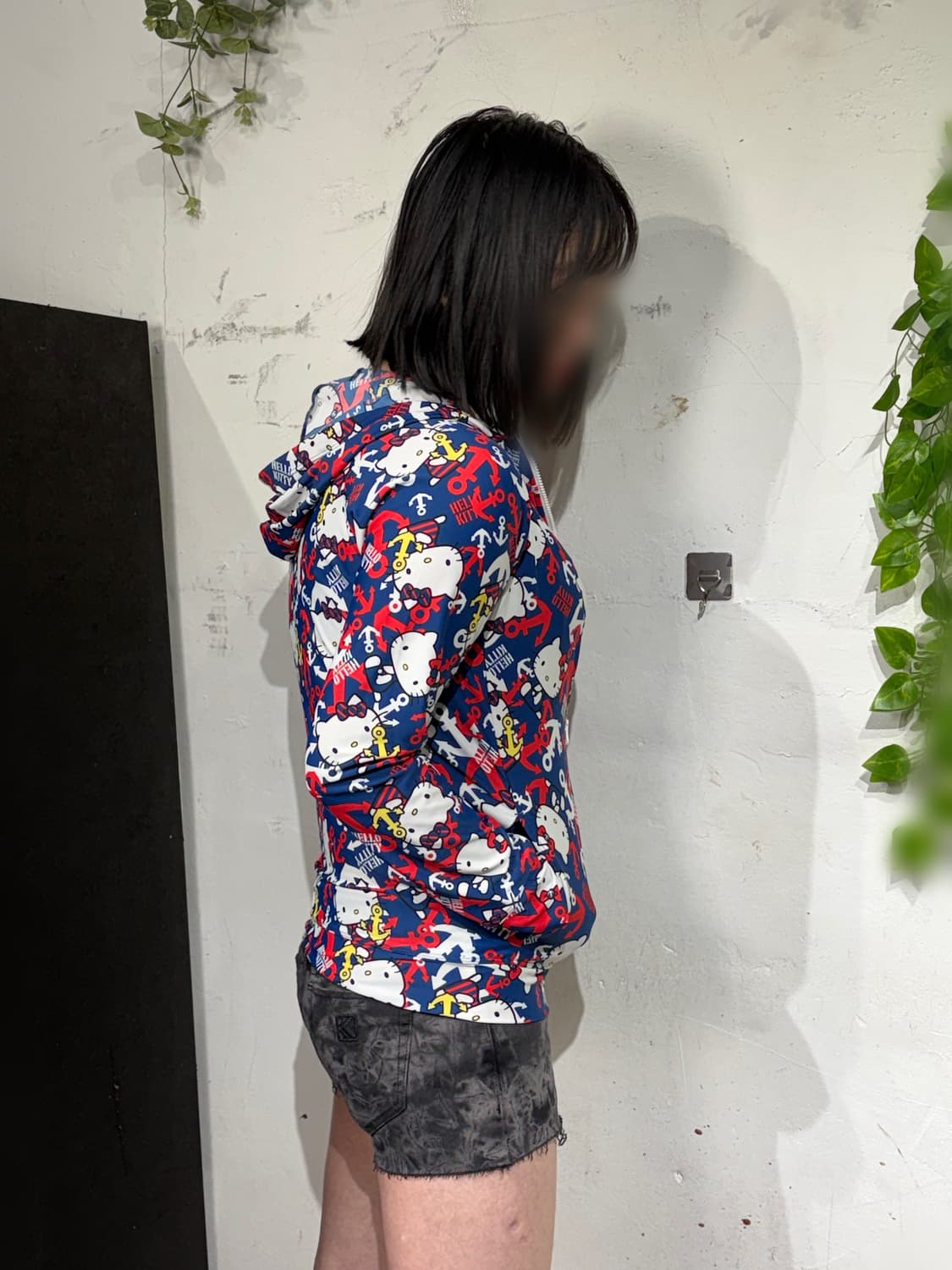 헬로키티 패턴 캐릭터 져지 후드 집업 S-M 상품이미지4