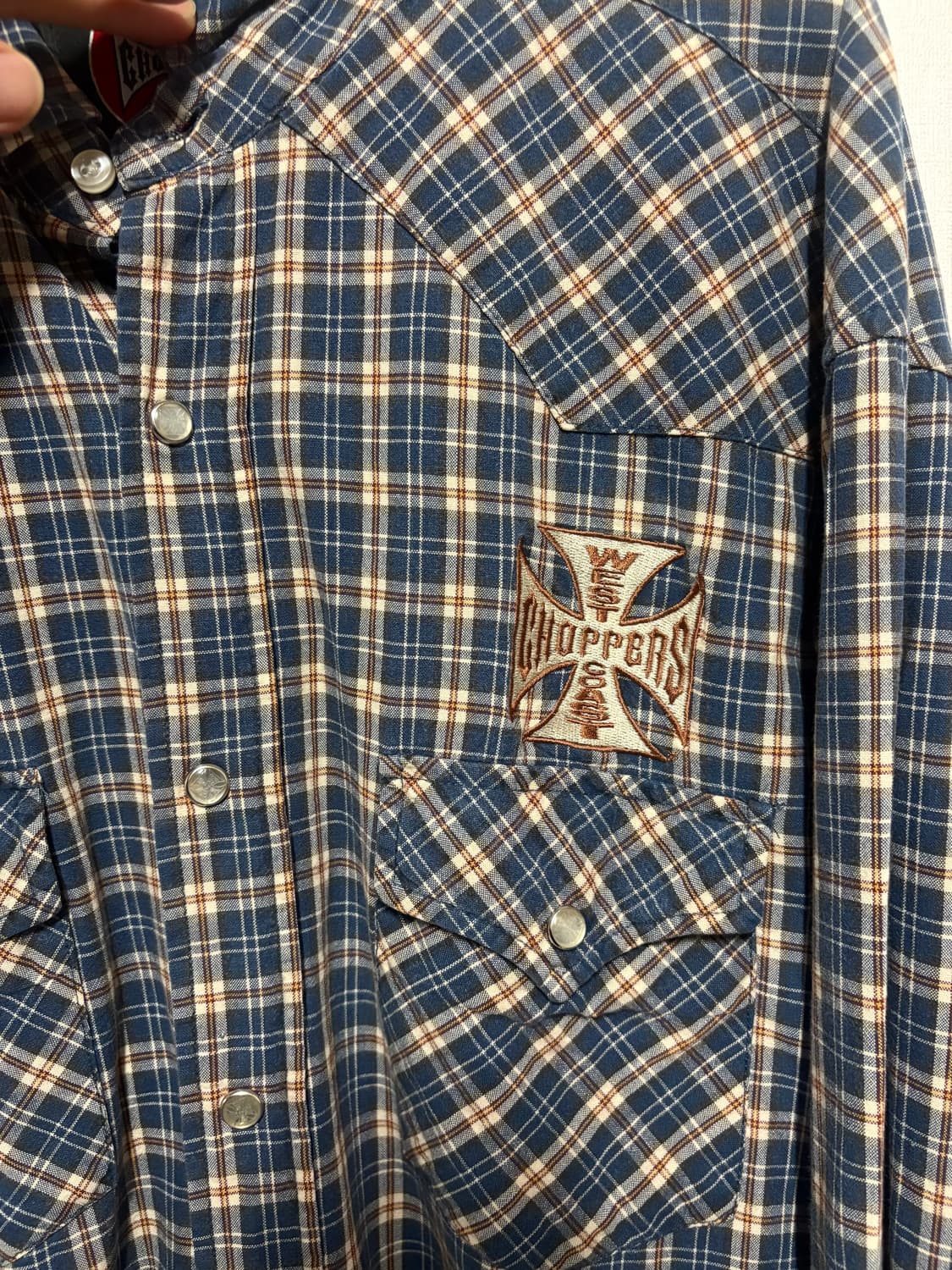 [L] 90's West Coast Choppers 웨스턴 체크 셔츠 상품이미지3