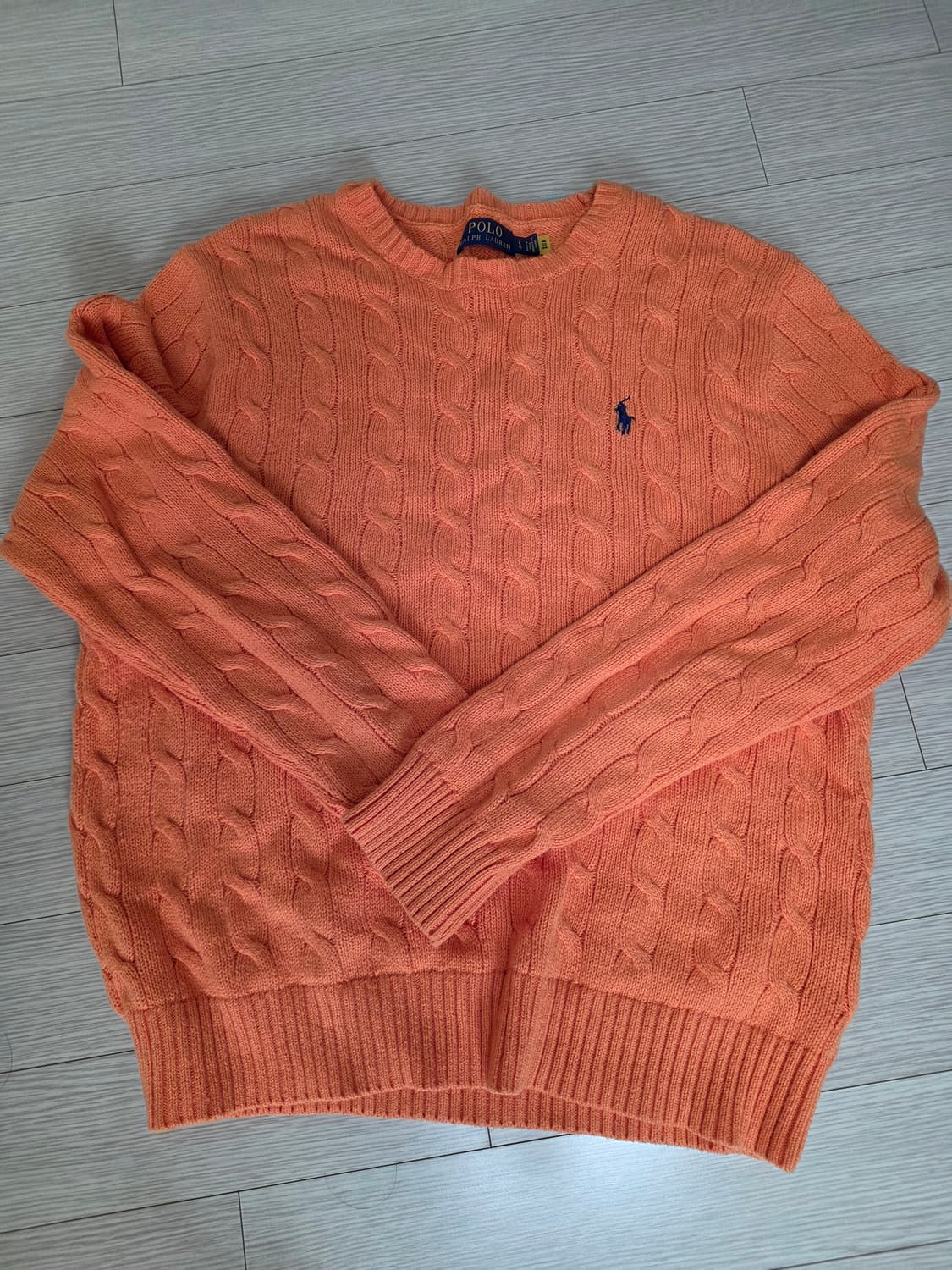 폴로 꽈배기 니트 오렌지 L 상품이미지1