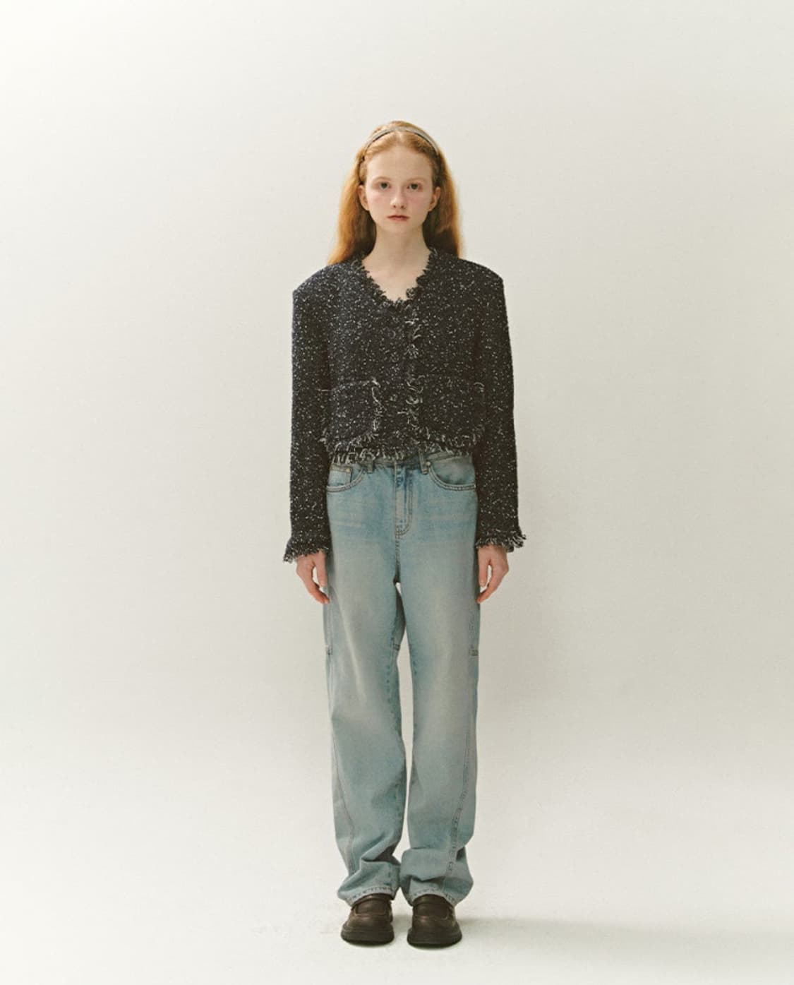 누아르나인 프린지 트위드 울 누빔 자켓 상품이미지1