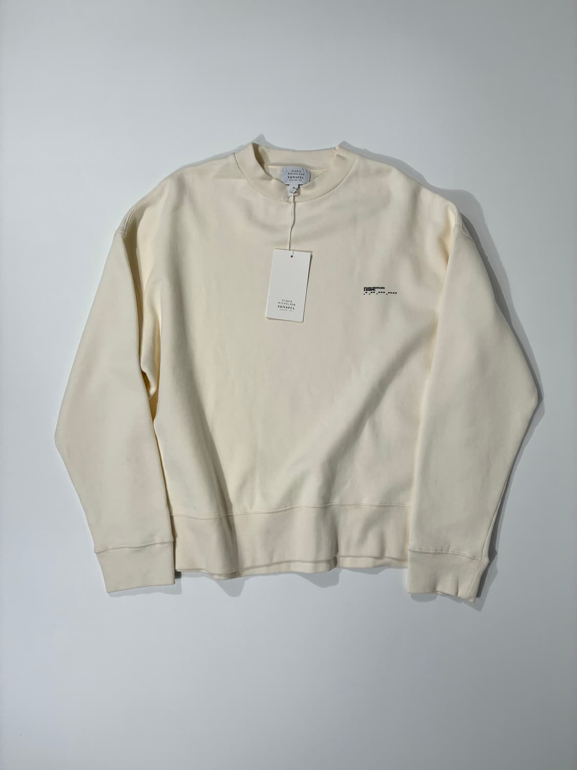 스튜디오니콜슨 X 선스펠 플리스백 맨투맨 스웨트 셔츠 아이보리 M사이즈 상품이미지1