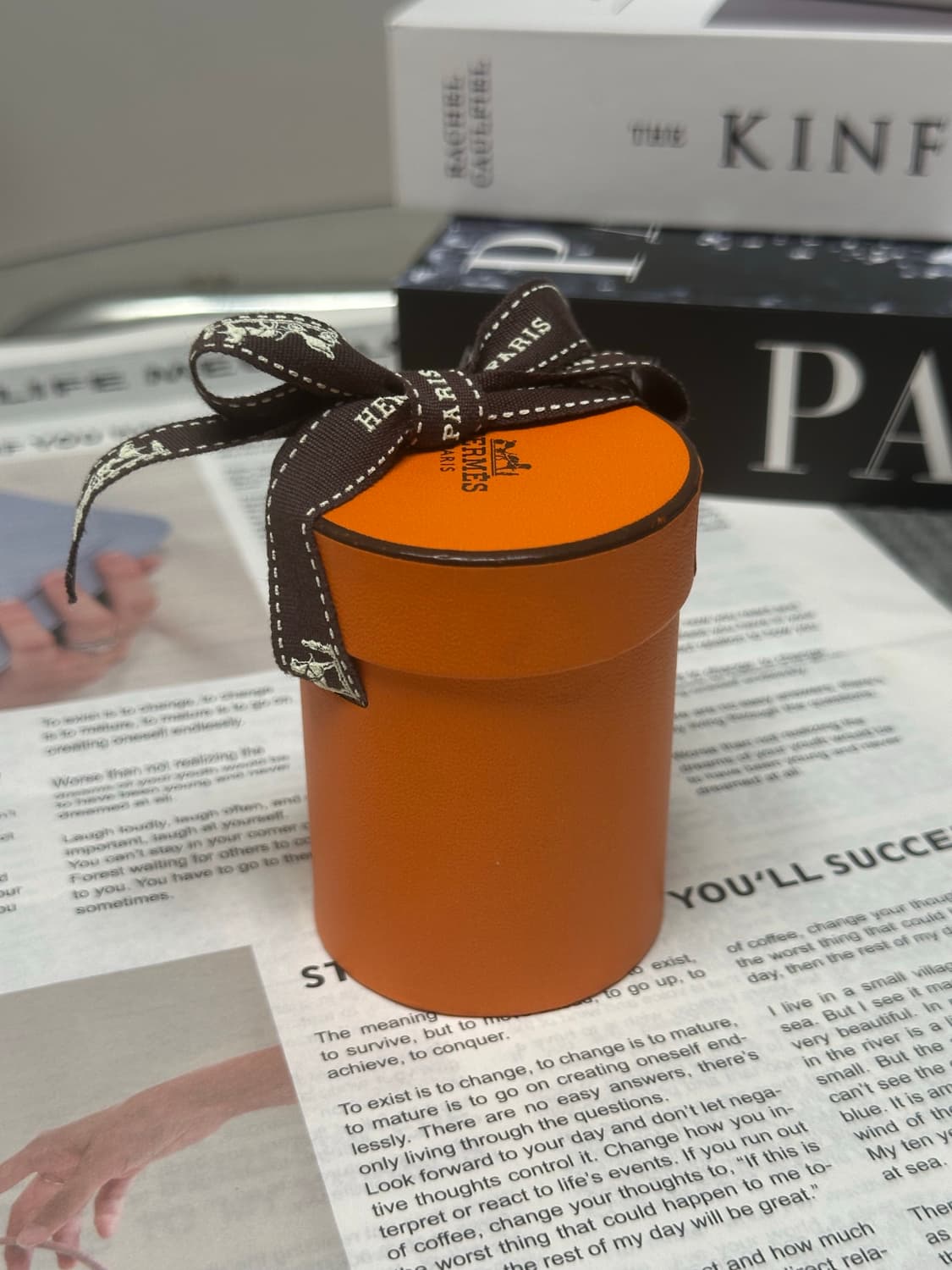 에르메스 트윌리 스카프 오렌지 브라운 패턴 새상품 상품이미지6