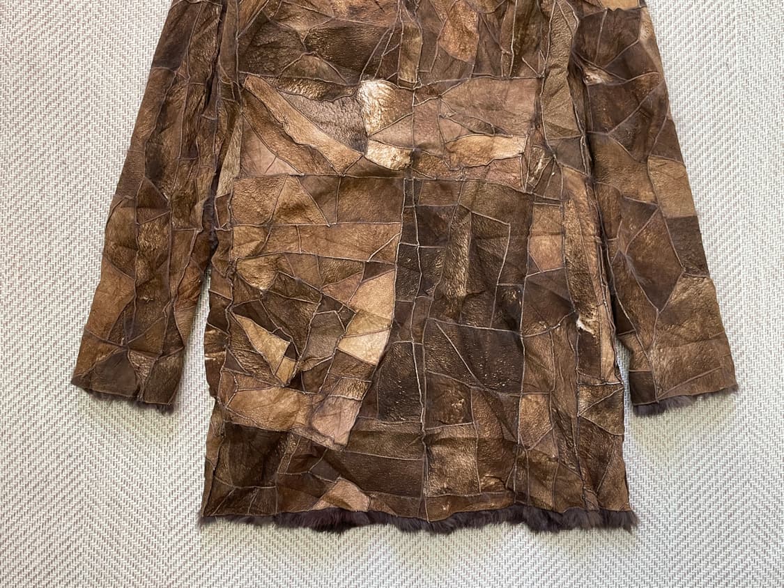 빈티지 컷오프 패치워크 래빗 퍼 코트 y2k J04192 상품이미지6