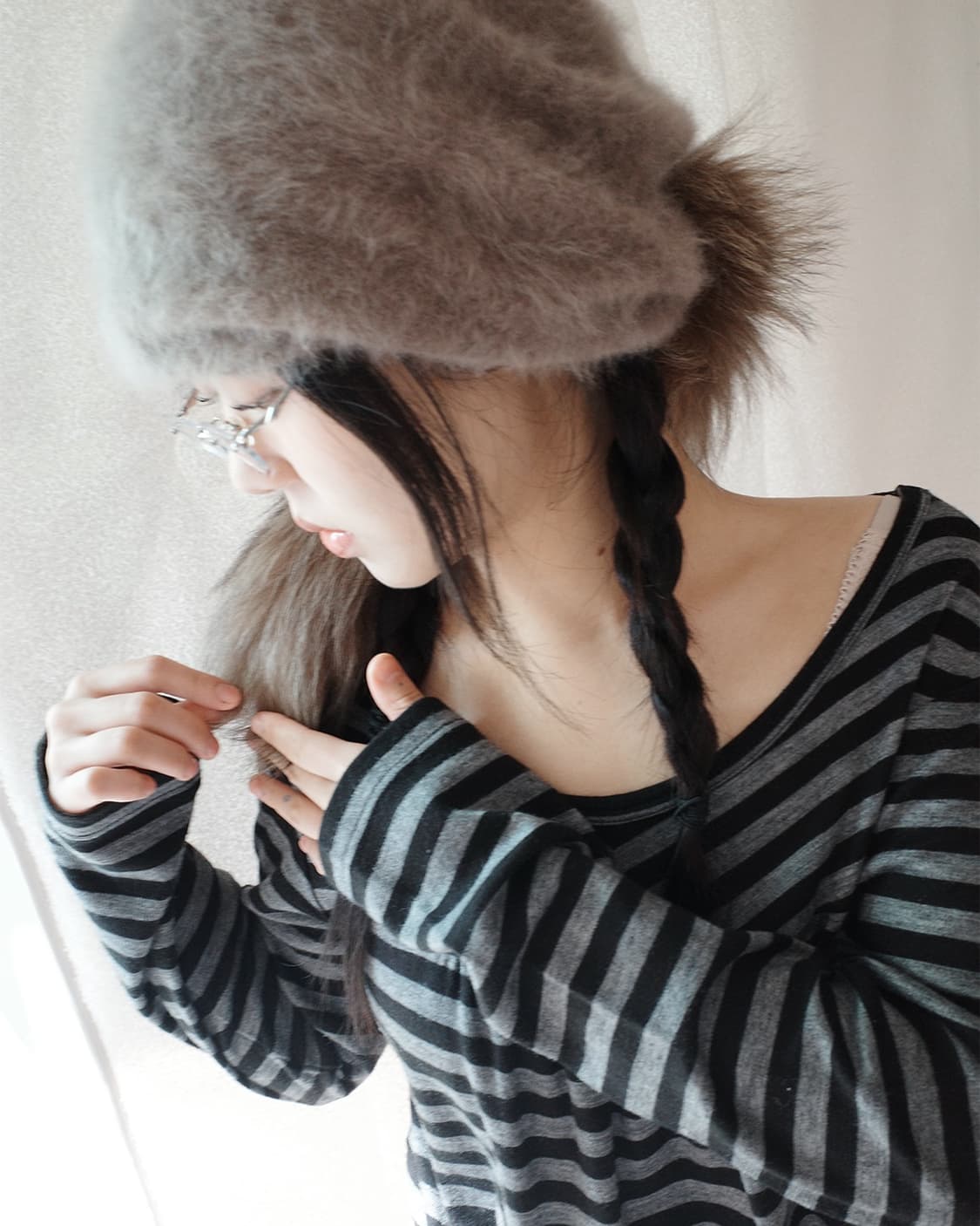 Angora & racoon fur beanie 상품이미지1