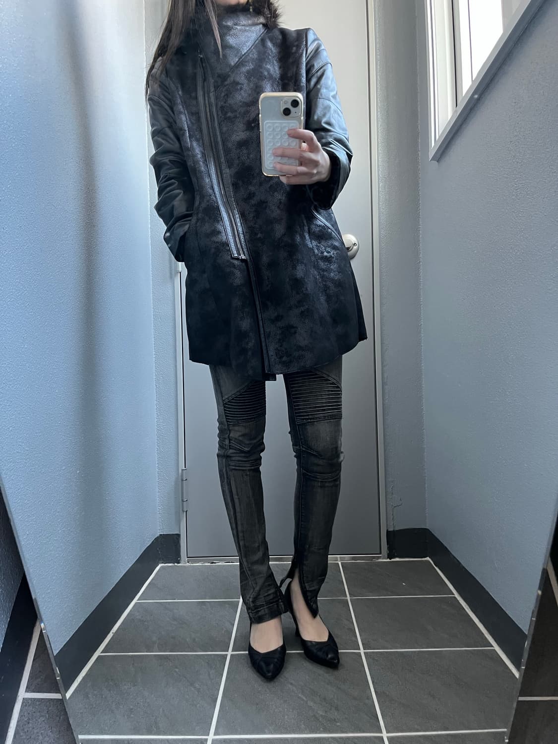 레더 퍼 무스탕 코트 상품이미지6