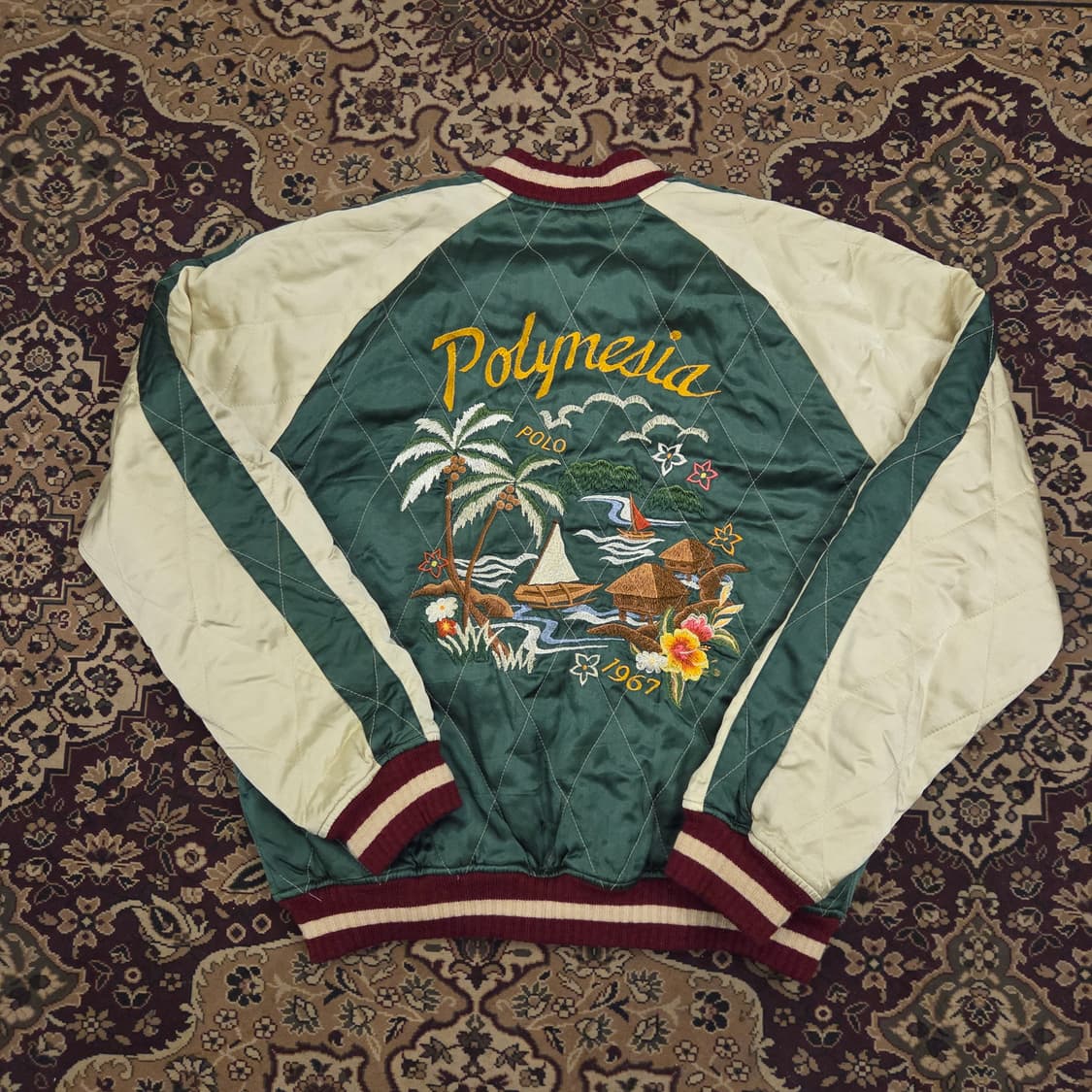 폴로 임브로이더 새틴 자켓 스카잔 L 택 달린 새상품 상품이미지2