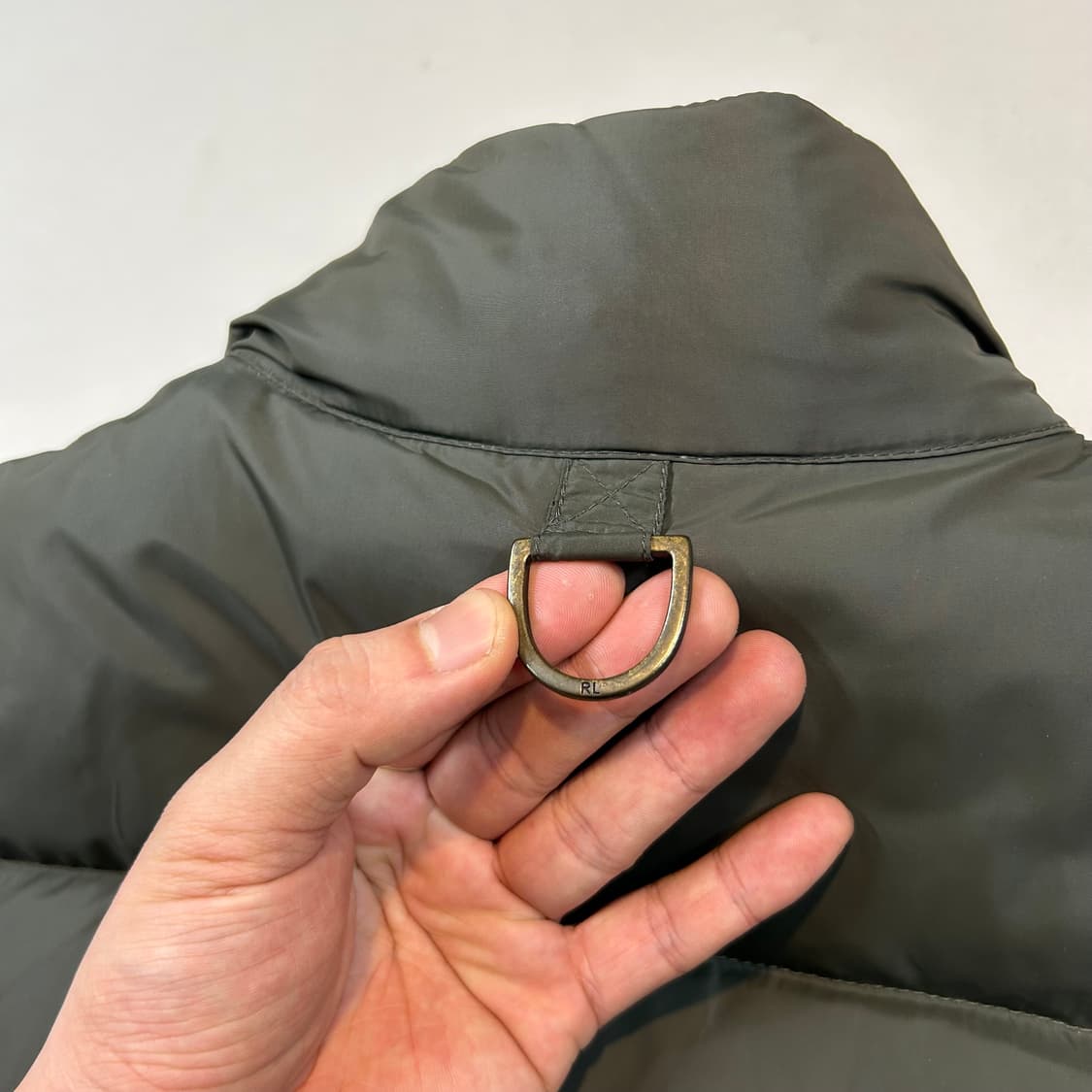 L) 폴로 랄프로렌 스웨이드 레더 패치 다운 베스트 패딩 조끼 상품이미지7