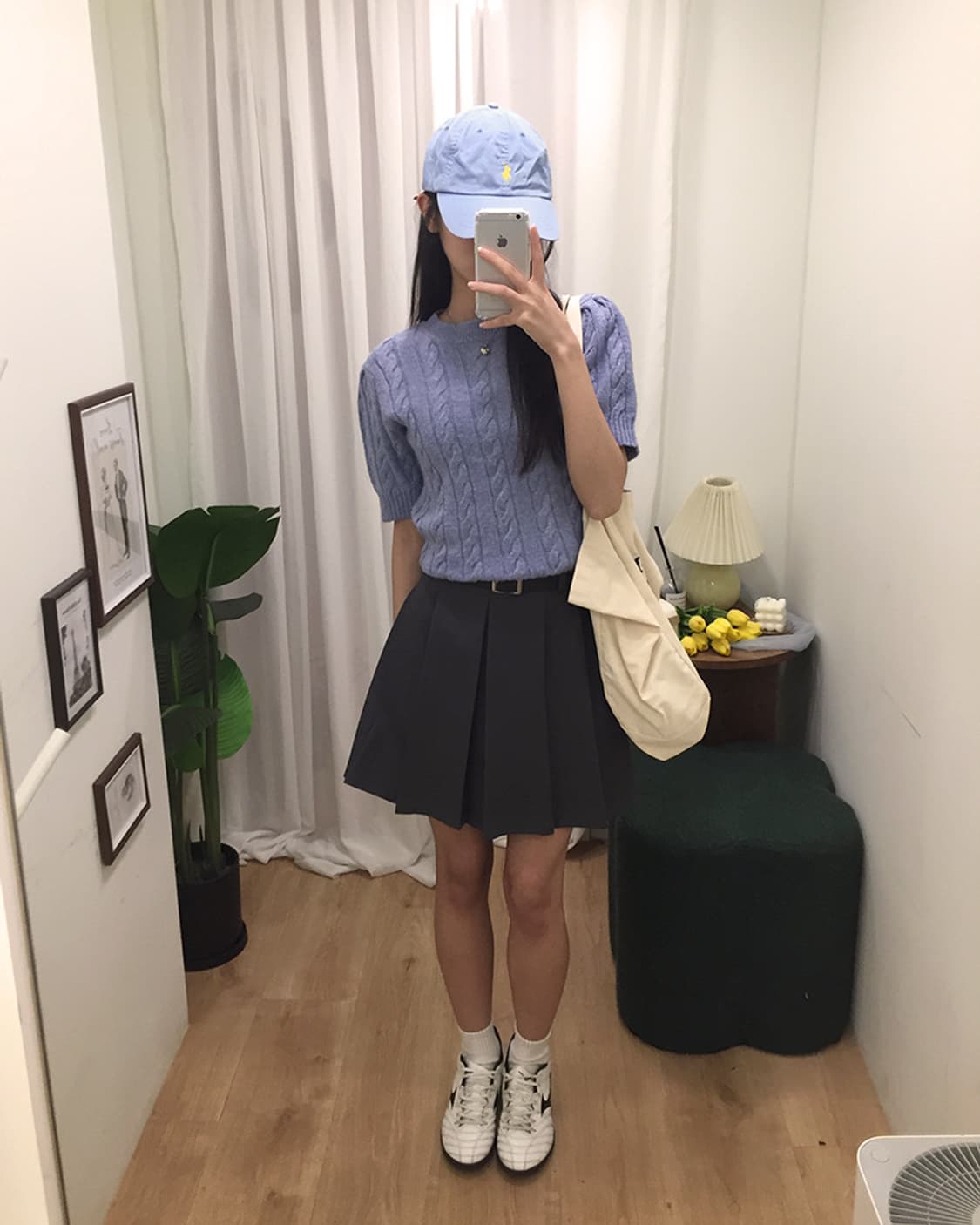 여성 빈티지 꽈배기반팔니트 95 상품이미지1