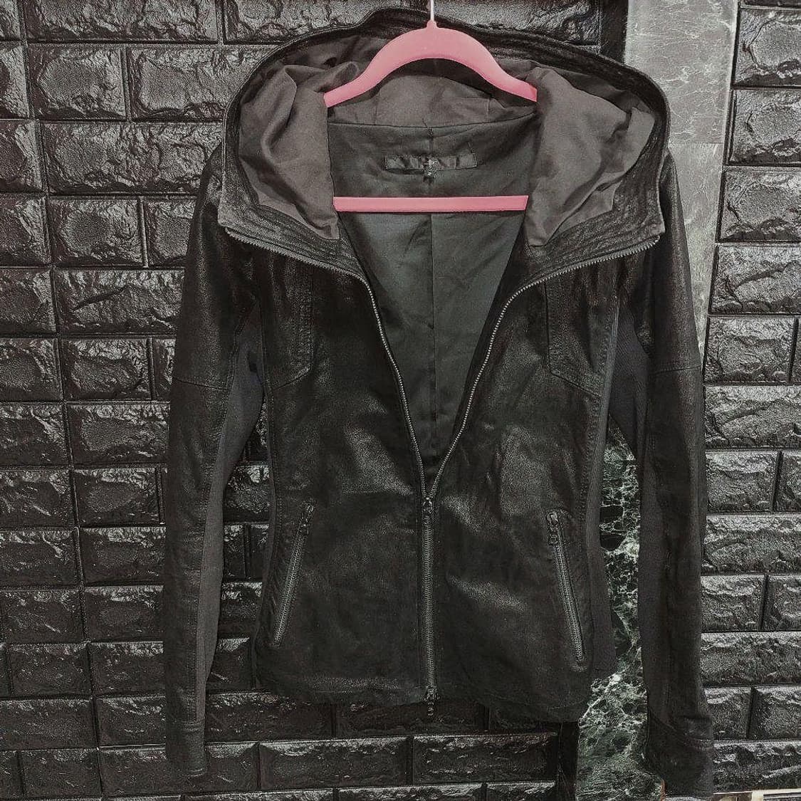 No id. 레더 스웨이드 후드 자켓 상품이미지2