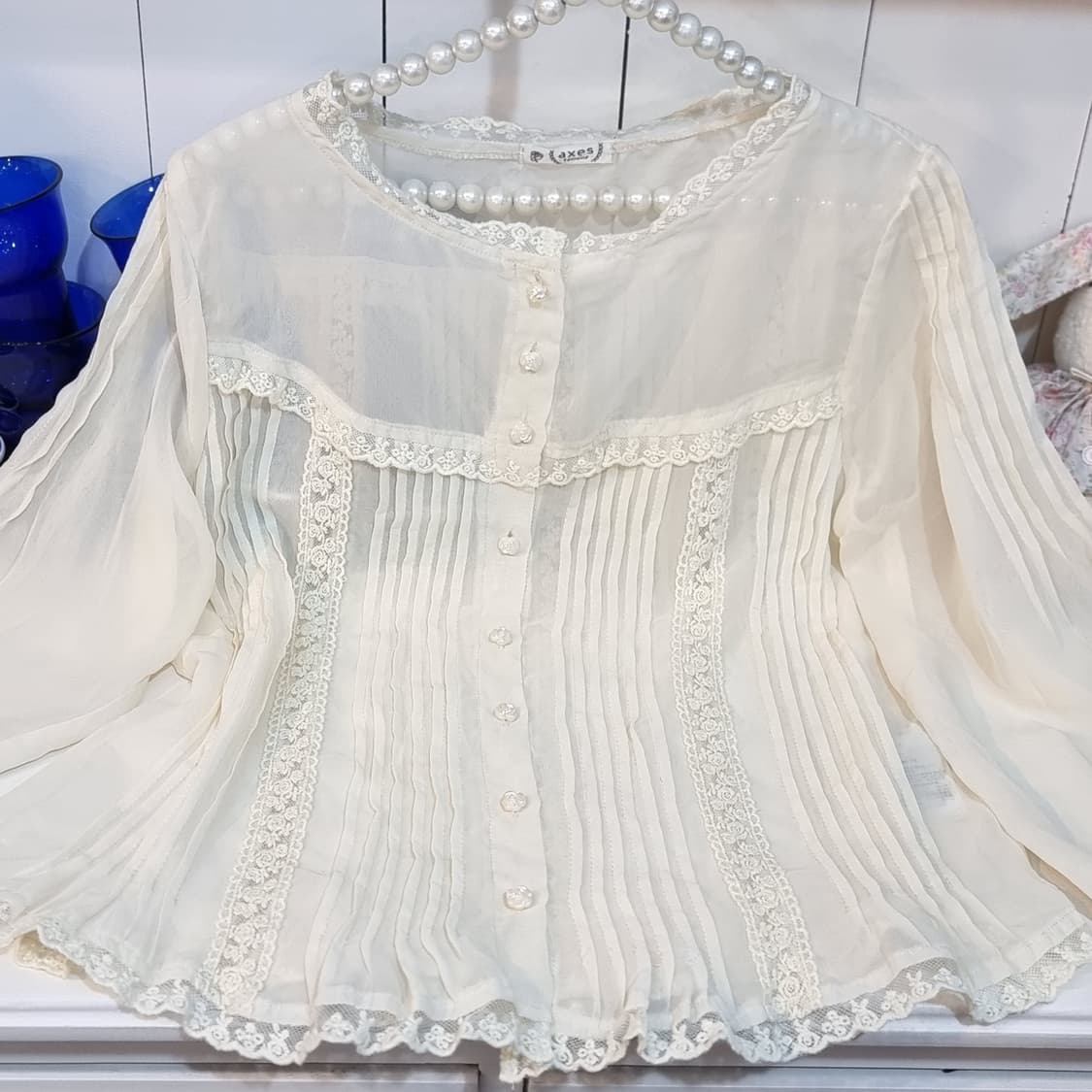 axes femme 아이보리 레이스 블라우스 상품이미지2