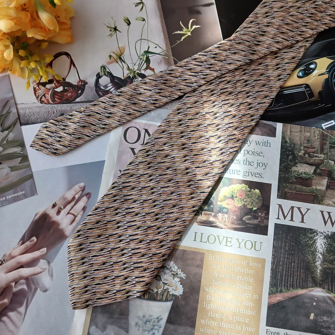 미쏘니 실크 베이지 텍스처 패턴 넥타이 8.7cm A+등급 A19211
 상품이미지3