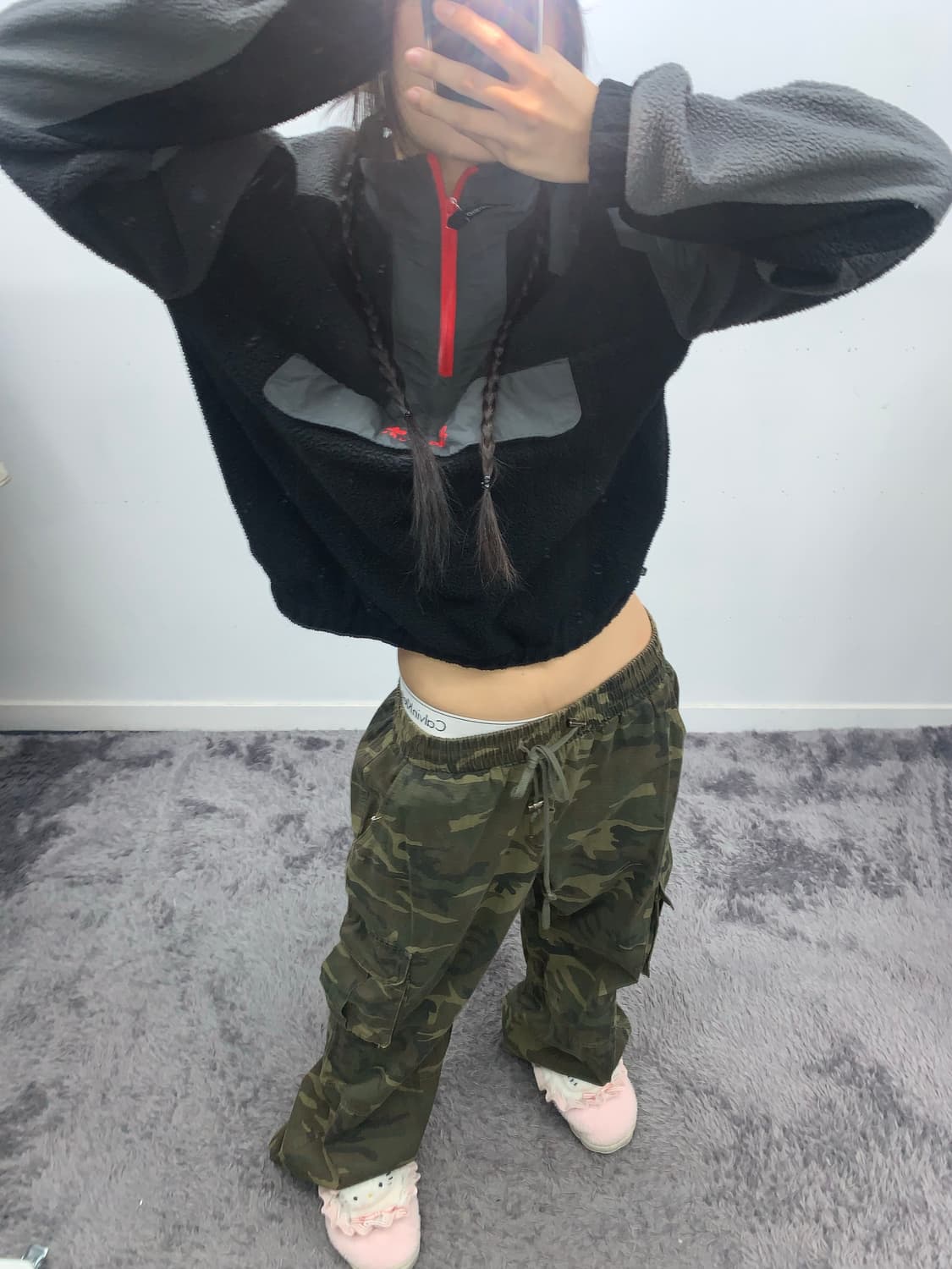 아디다스 챠콜 플리스 아노락 상품이미지3