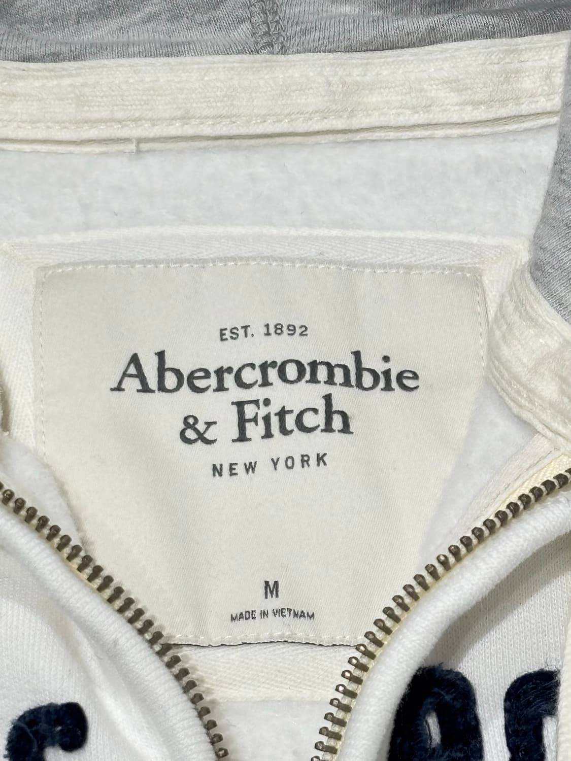 아베크롬비 화이트 빅로고 후드집업 상품이미지5