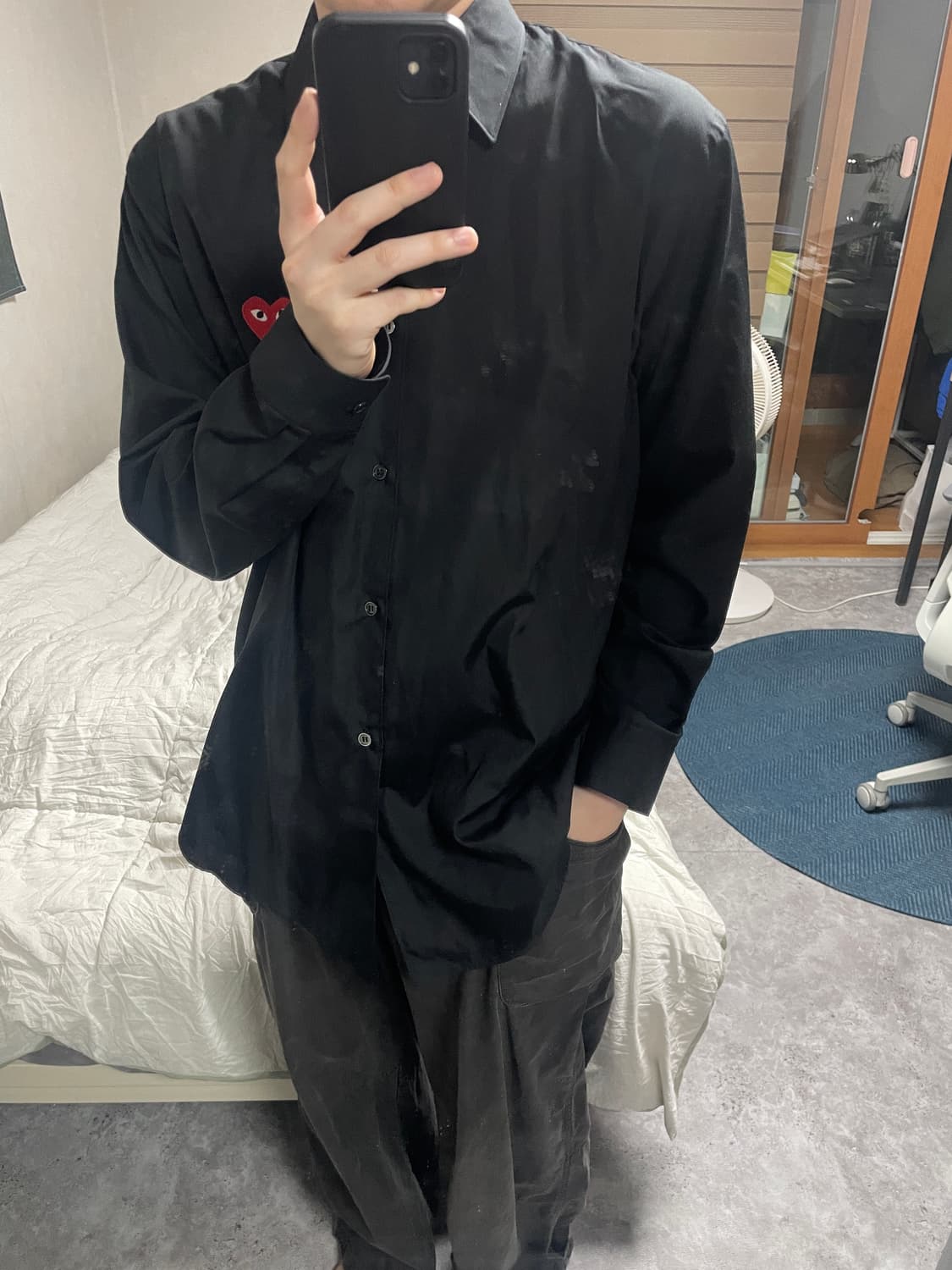 [L]꼼데가르송 와펜 코튼 셔츠 블랙 꼼데 상품이미지3