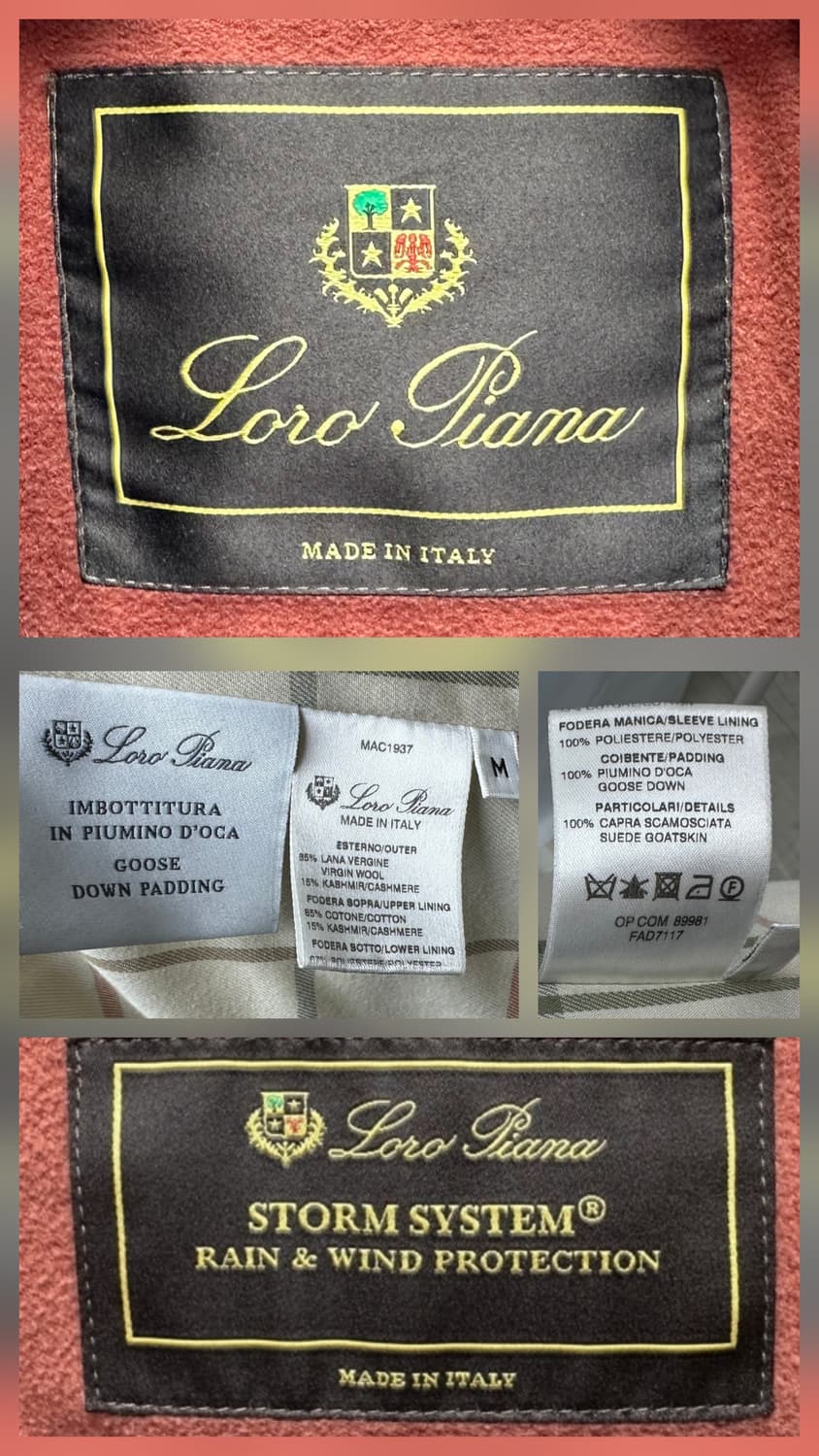 로로피아나 울·캐시미어 구스다운 패딩 자켓 M(100~105) 민트급 판 상품이미지5