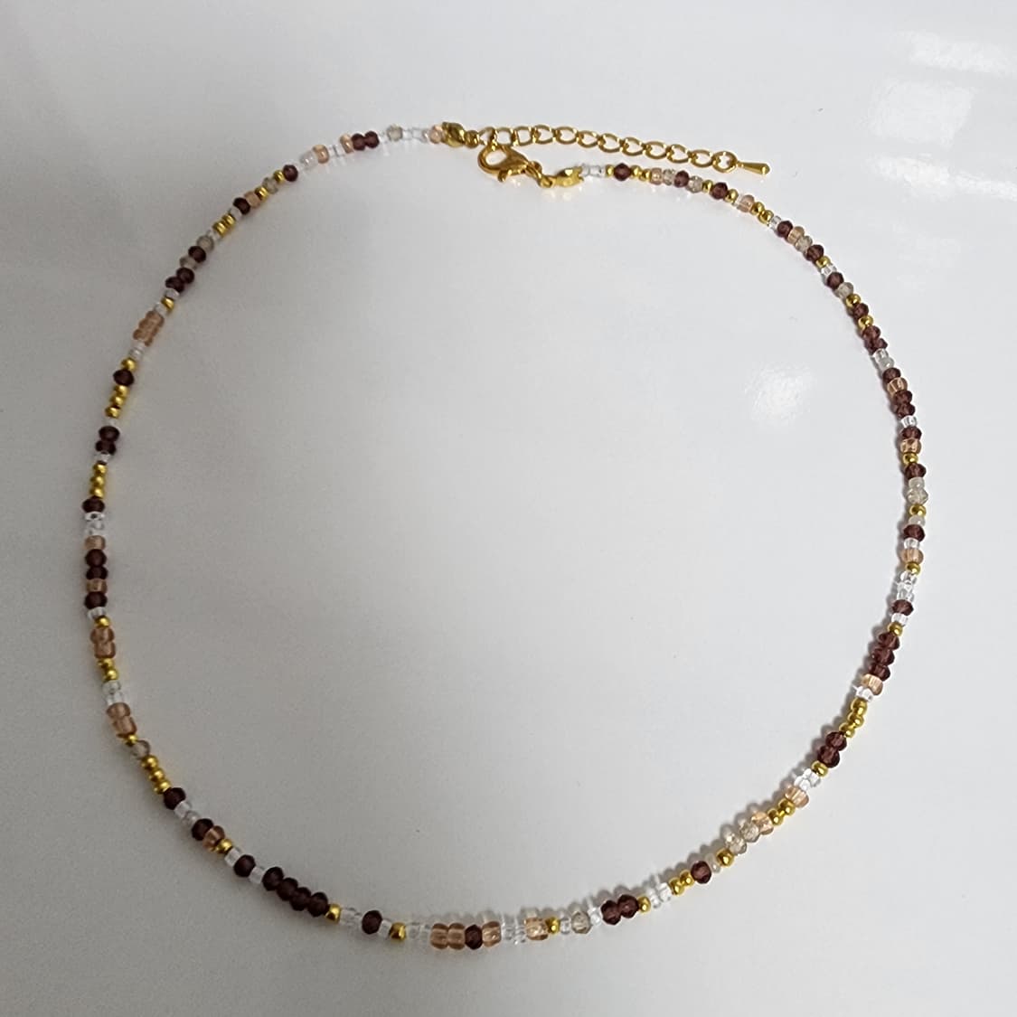 버건디 골드 비즈 목걸이 상품이미지2