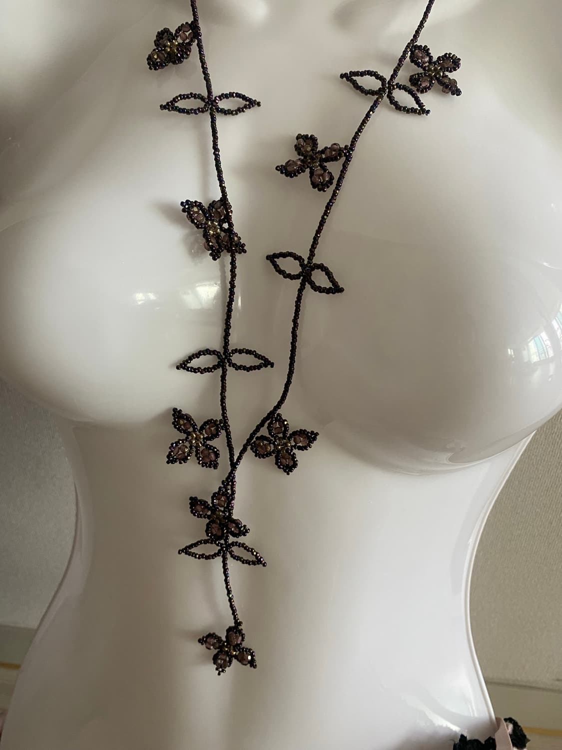 일본 수입 비즈 롱 목걸이 타이형 상품이미지4