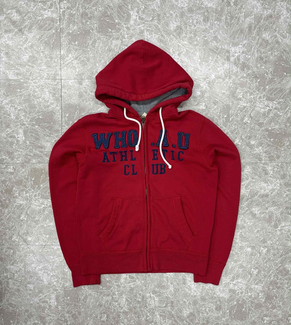 후아유 y2k 레드 올드스쿨 스웻 후드집업 희귀져지(L) 상품이미지2