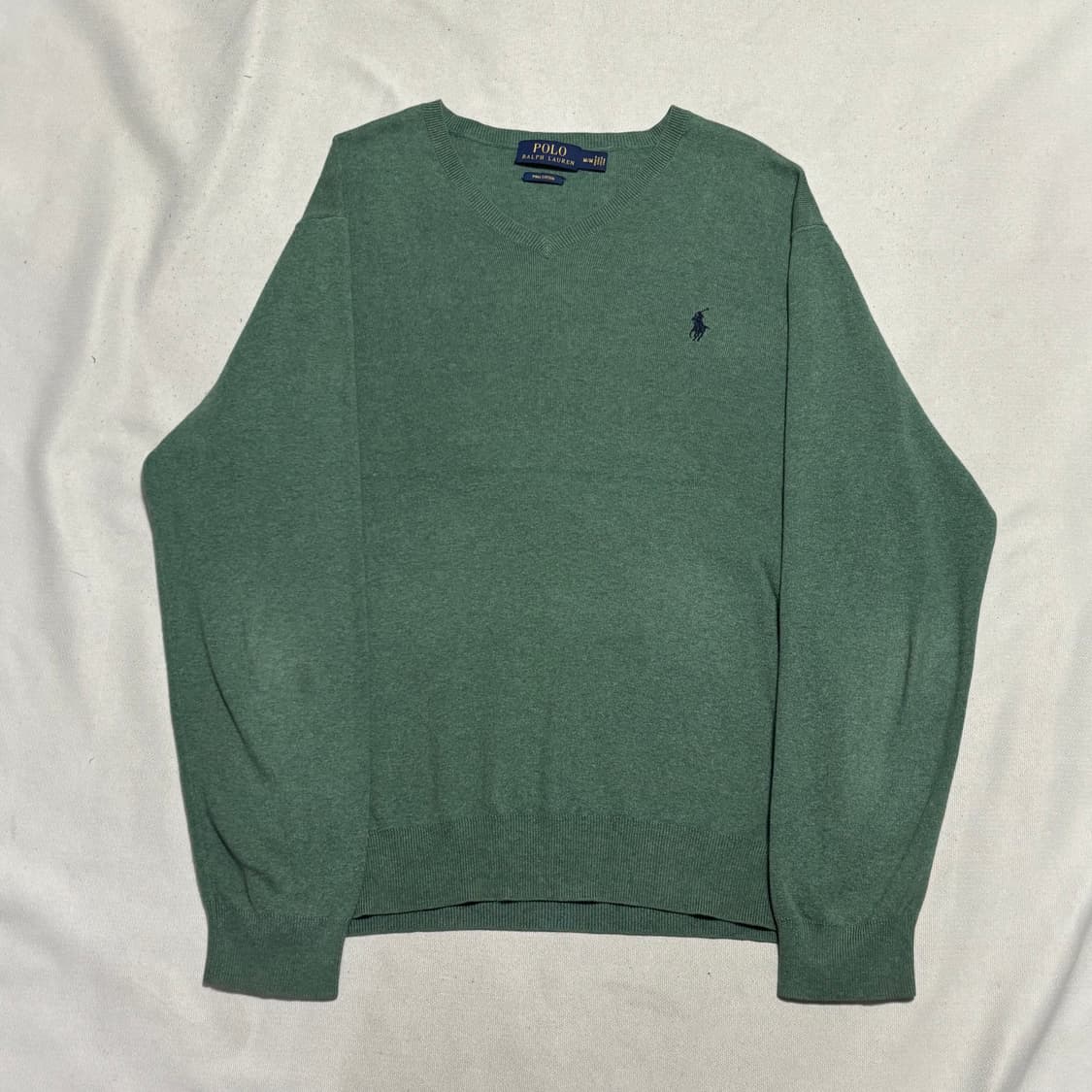 M 폴로랄프로렌 네이비 포니 그린 브이넥 코튼 니트 상품이미지2