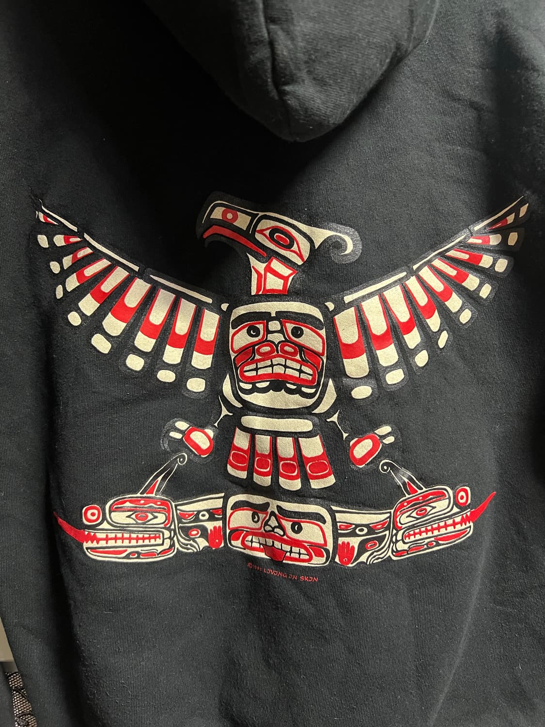 빈티지 1993 Living in Skin 토템 후드티 상품이미지2