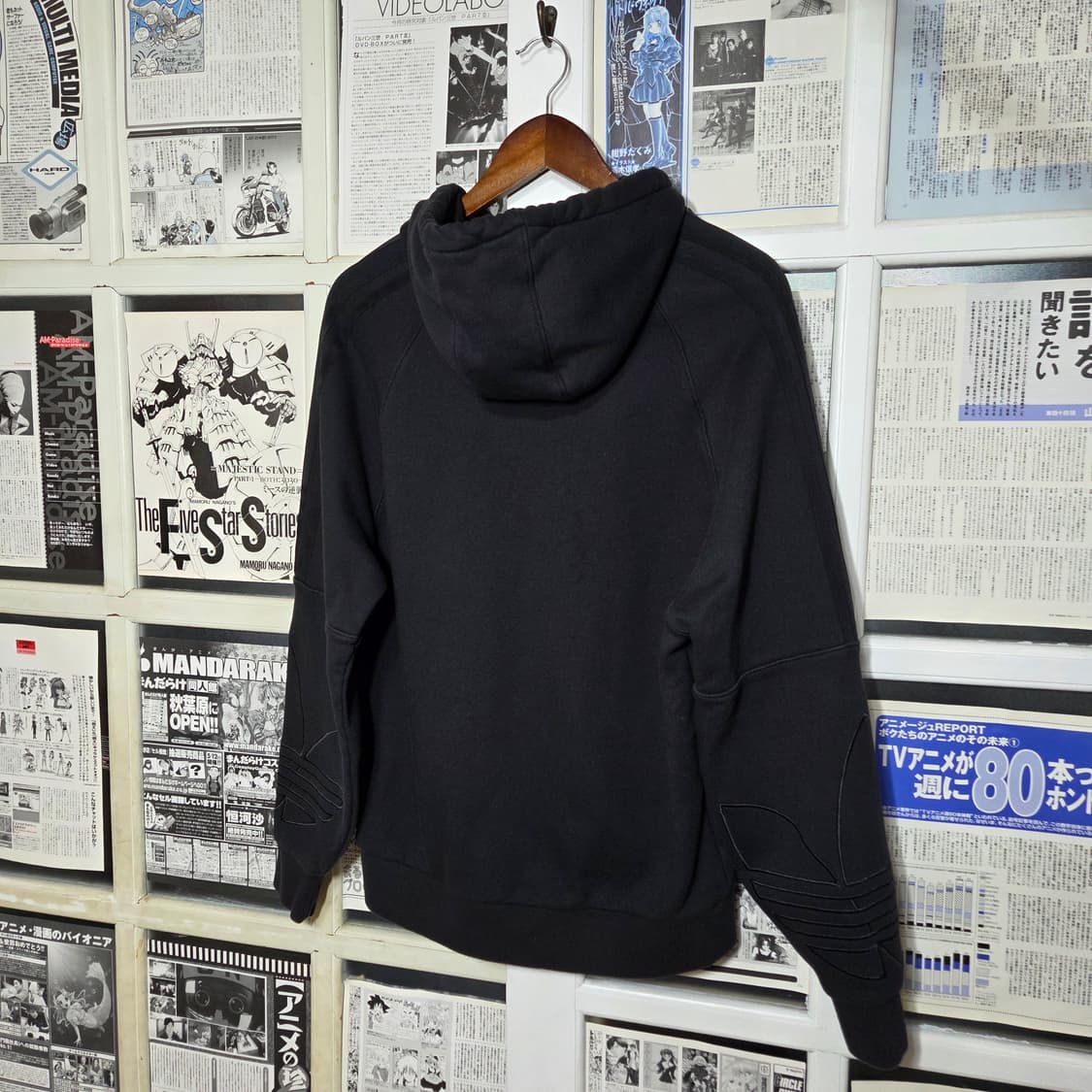 아디다스 올블랙 파이어버드 자수 로고 후드티 상품이미지6