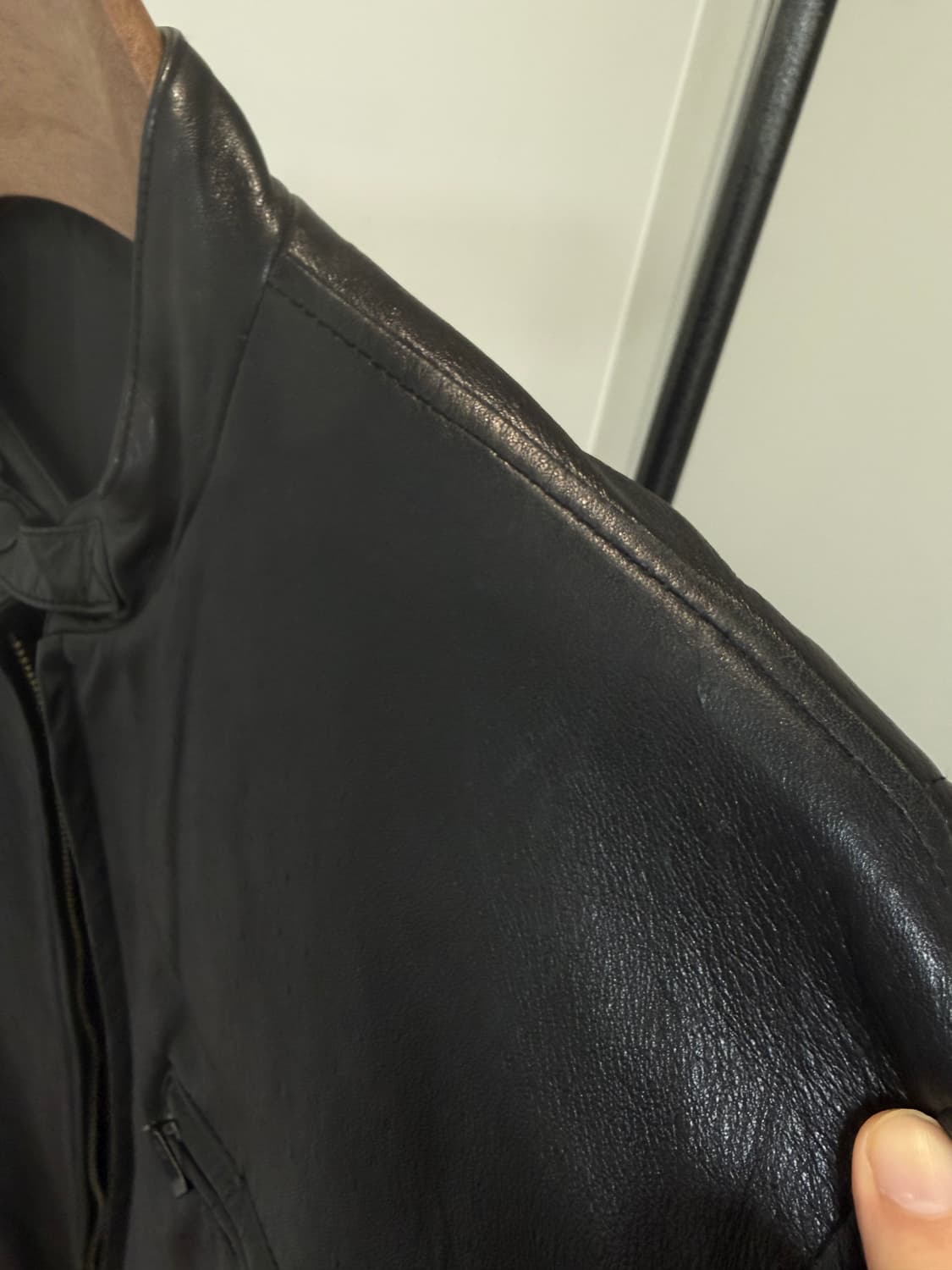 (M) cowoo 싱글라이더 도트패턴 램스킨 양가죽 자켓 상품이미지10