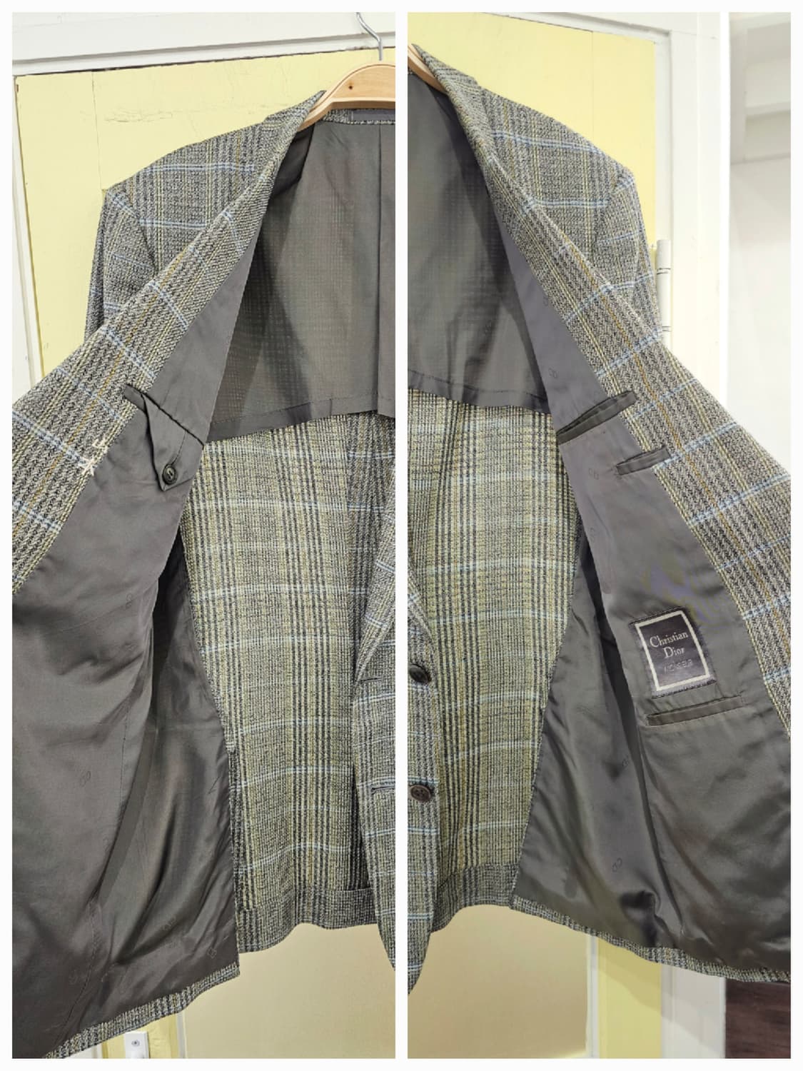 Christian Dior Monsieur 울 실크 그린 체크자켓 상품이미지6