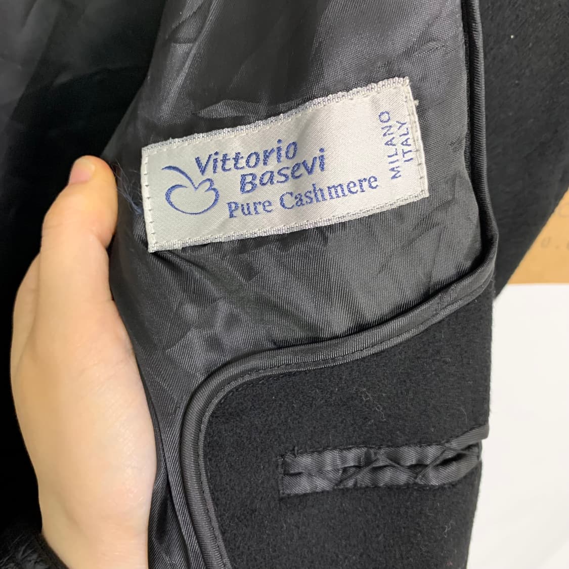 빈티지 캐시미어 100 블랙 롱 코트 남녀공용 상품이미지3