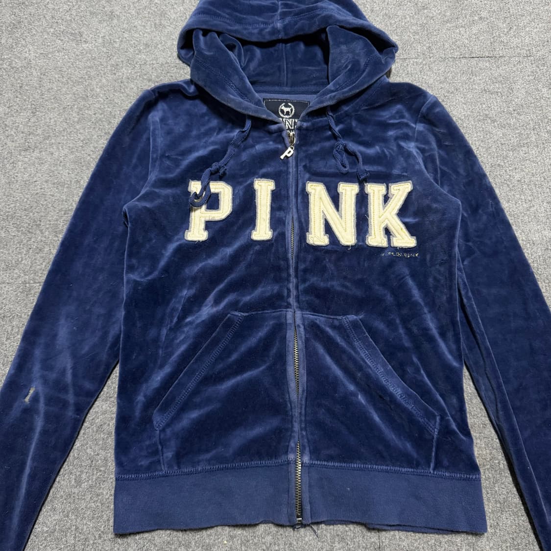 빅토리아 시크릿 PINK 벨벳 네이비 후드집업 S 상품이미지2