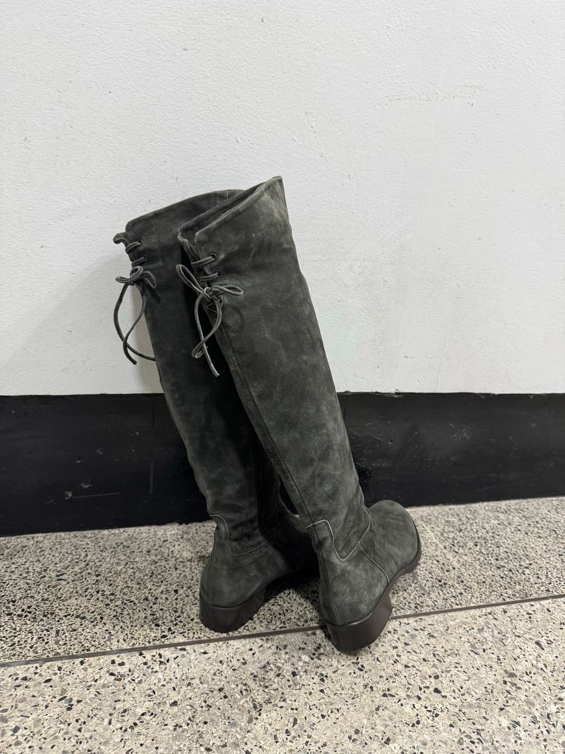 리얼 레더 스웨이드 백 스트링 부츠 상품이미지2