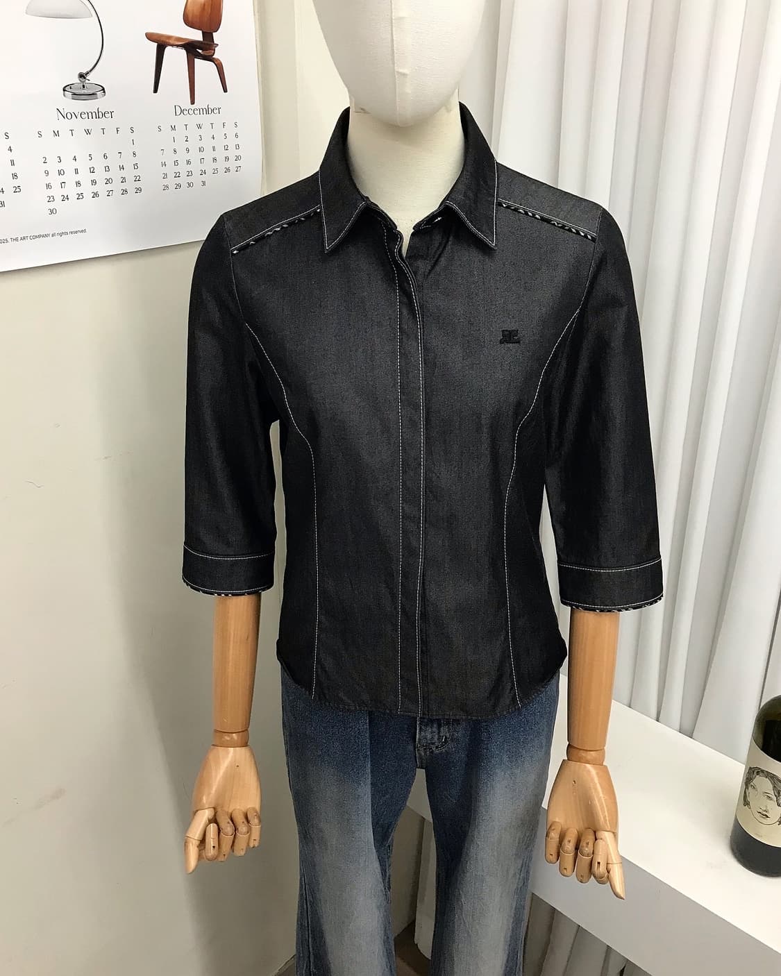 꾸레쥬 로고 7부 셔츠 상품이미지8