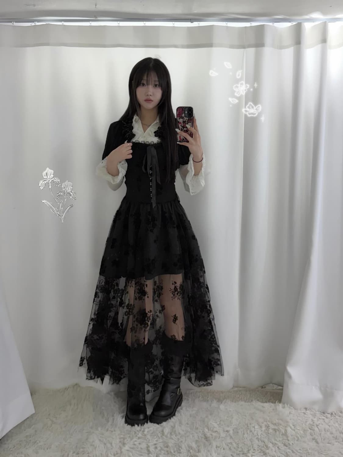유카리깔 플라워 오리엔탈 무채색 코디세트  상품이미지1