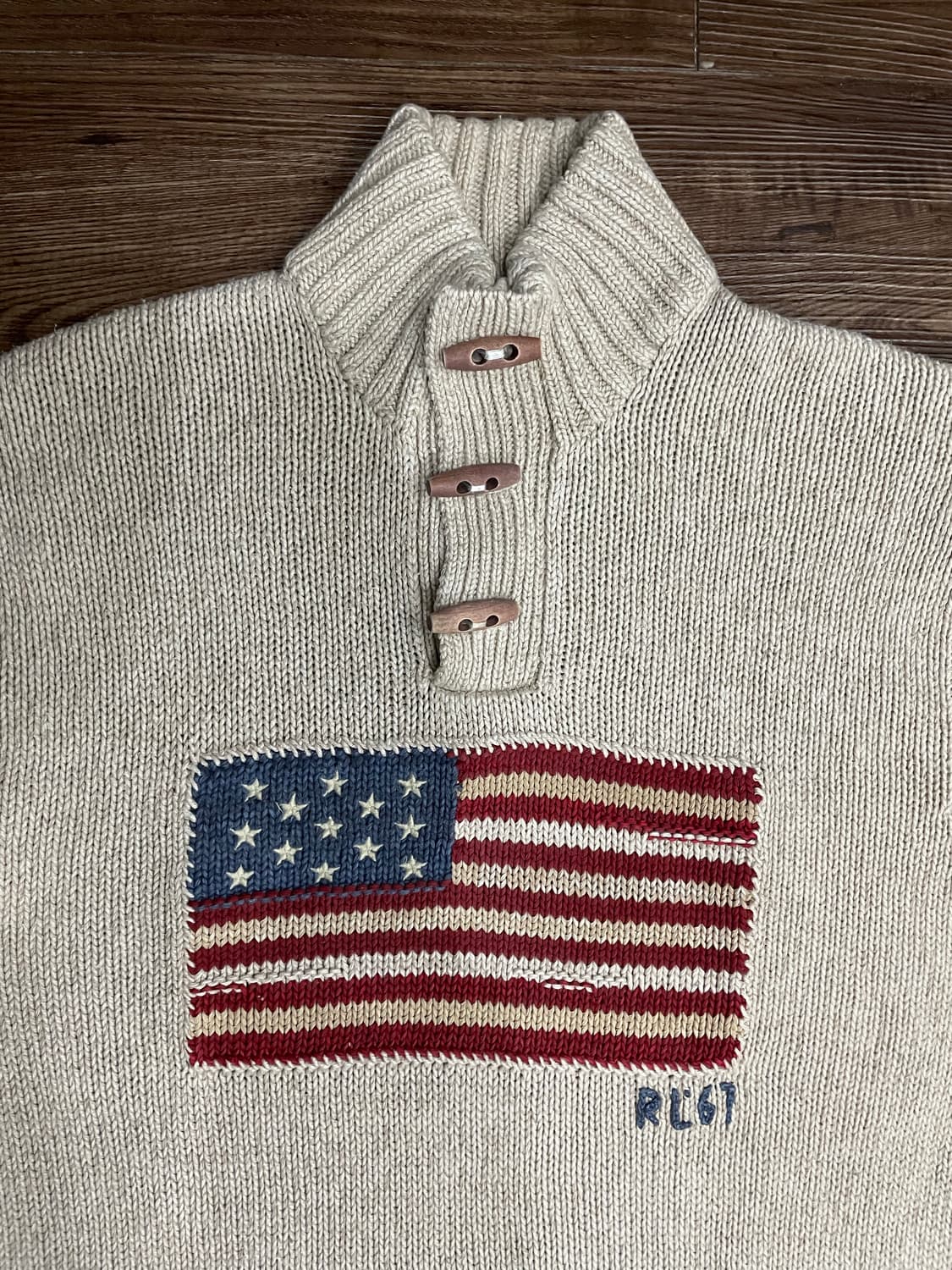폴로 랄프로렌 베이지 토글 성조기 니트 스웨터 상품이미지2