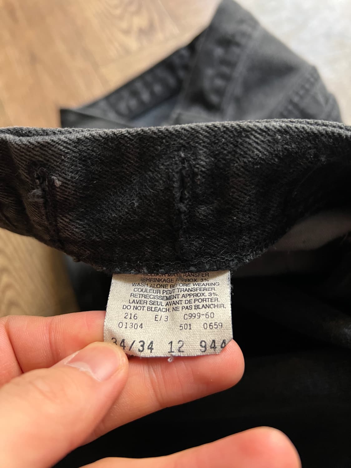 [34]리바이스 501 캐나다제 빈티지 페인팅 흑청 데님 팬츠 상품이미지7