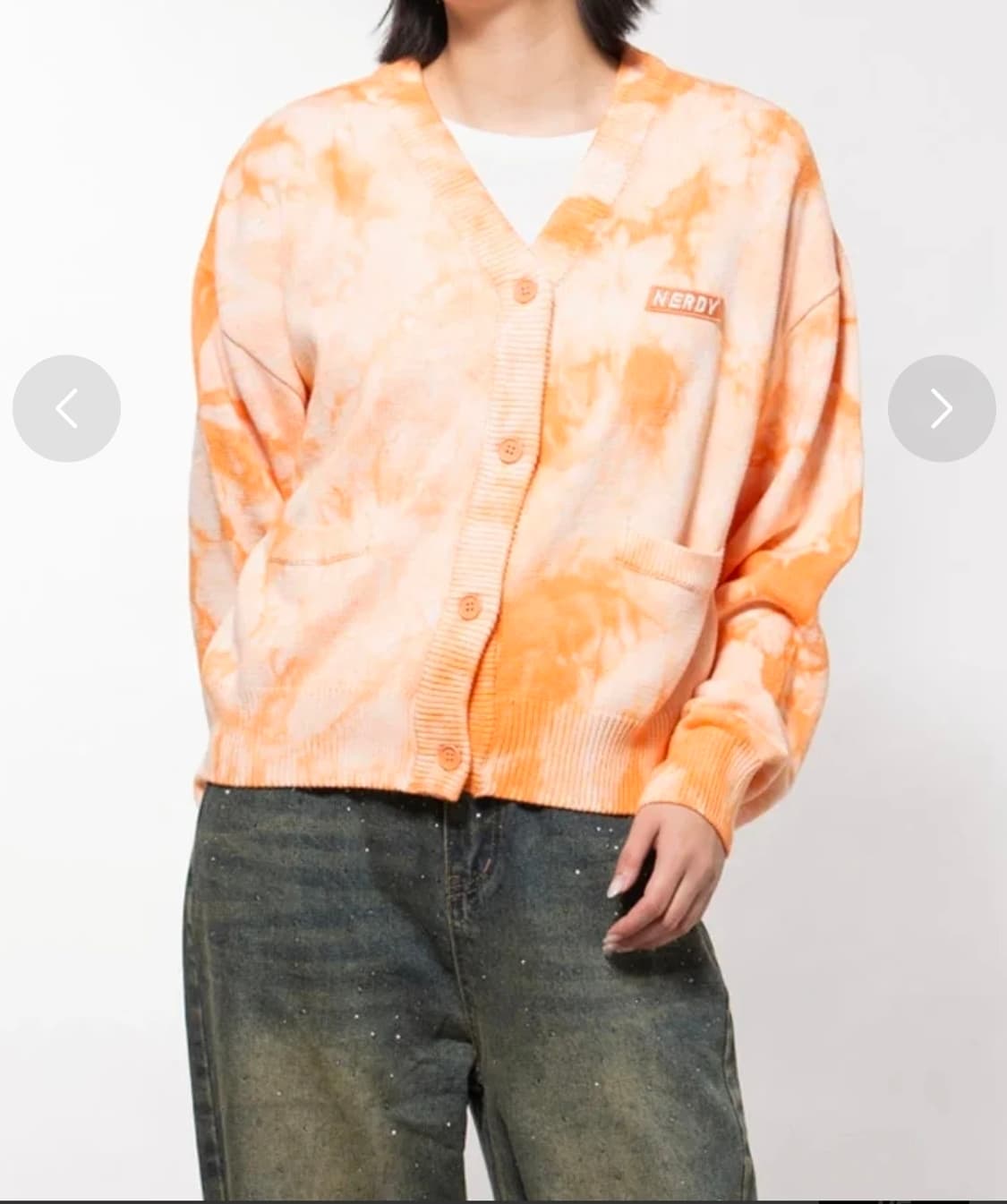 [새제품] 널디 타이다이 크롭 가디건 오렌지 M 상품이미지2