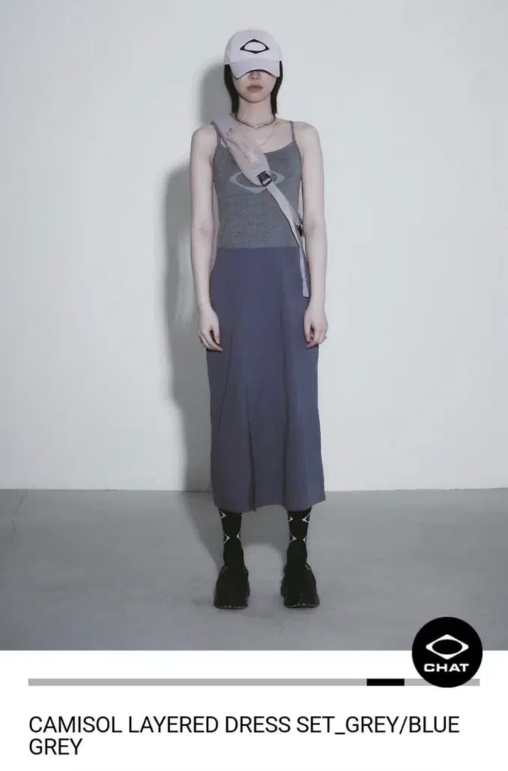 새상품 미스치프 캐미솔 레이어드 드레스 세트 그레이 블루 상품이미지2