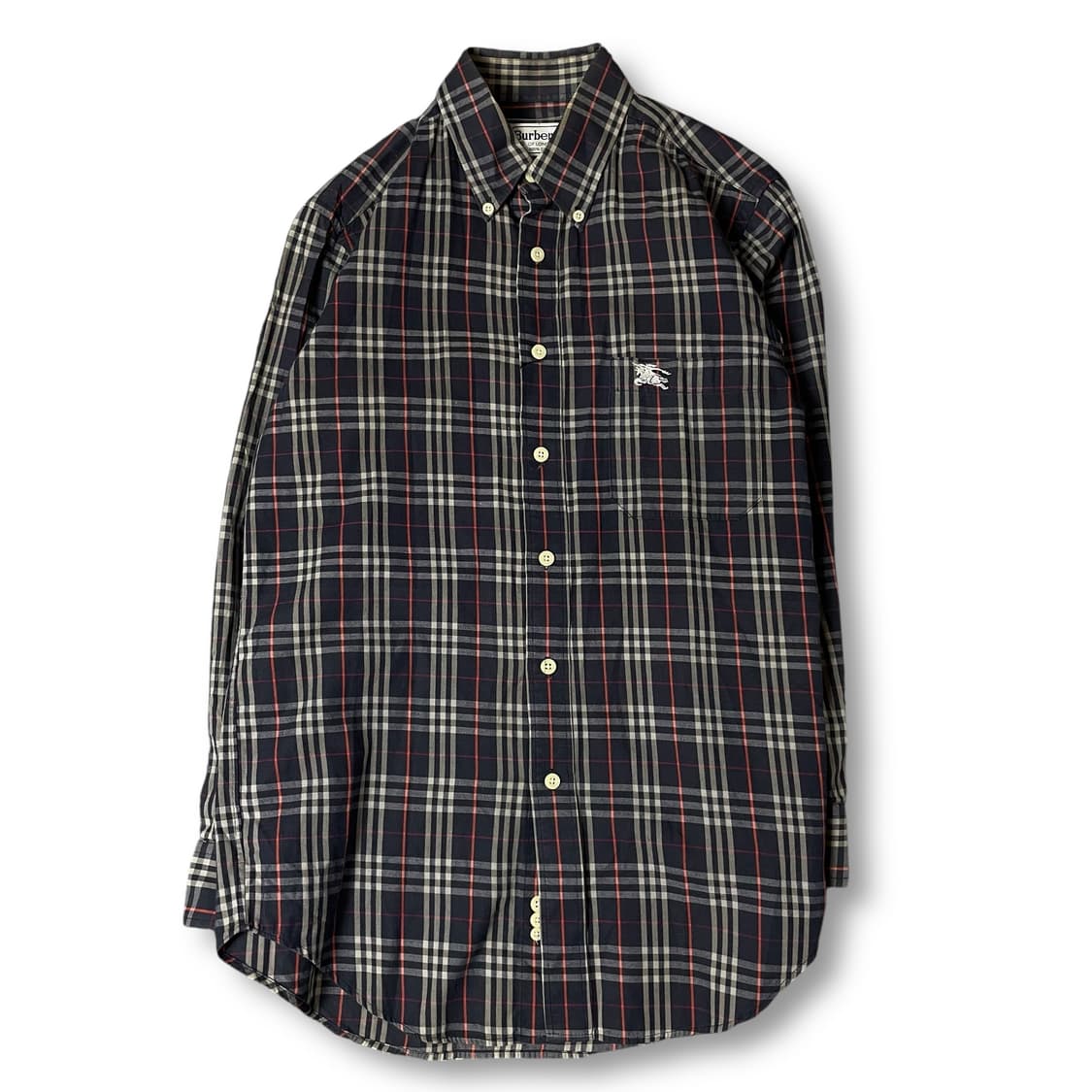 버버리 네이비 멀티 체크 긴팔 셔츠 S 상품이미지1
