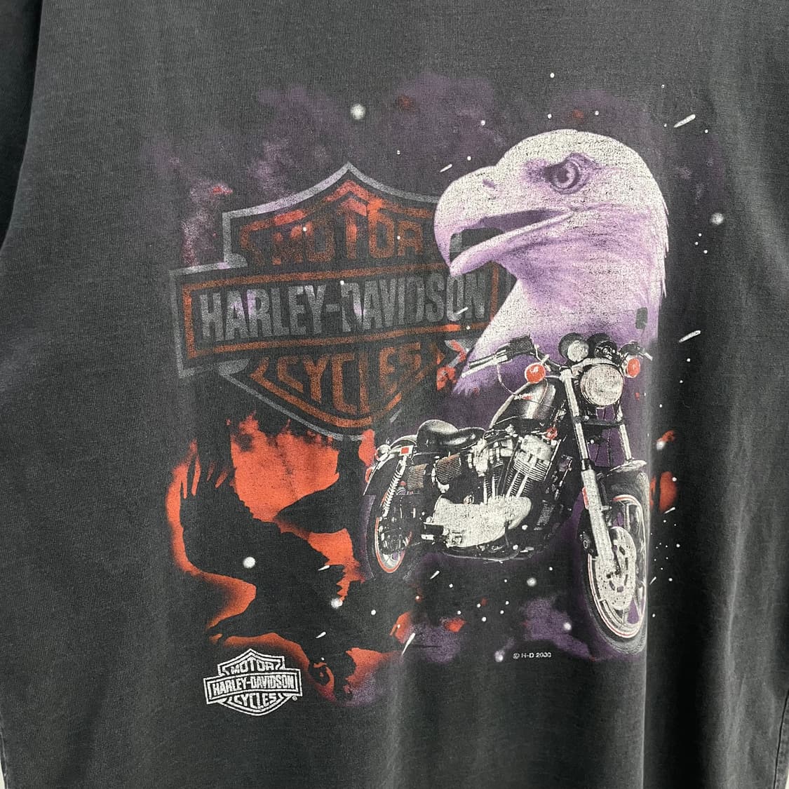 할리데이비슨 00s 하드페이딩 싱글스티치 이글 바이크 빈티지 반팔 티셔츠 상품이미지4