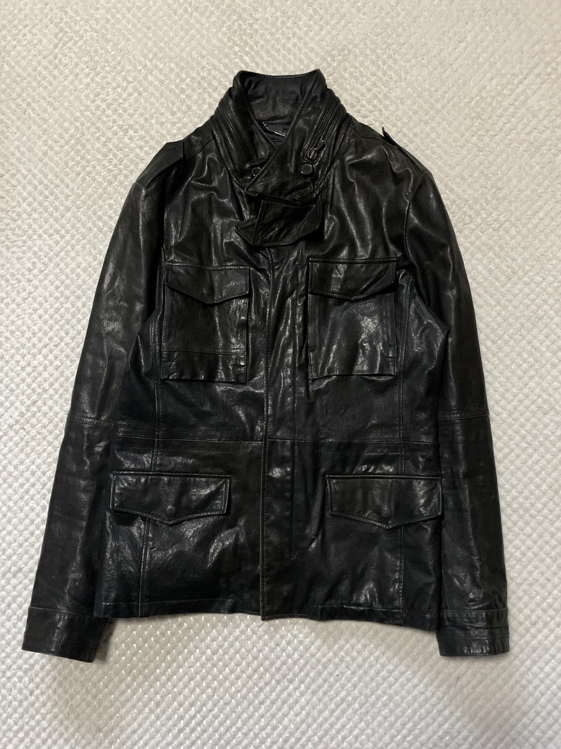 SIEG 웨스턴 무드 램스킨 양가죽 절개 포켓 레더 자켓 상품이미지1