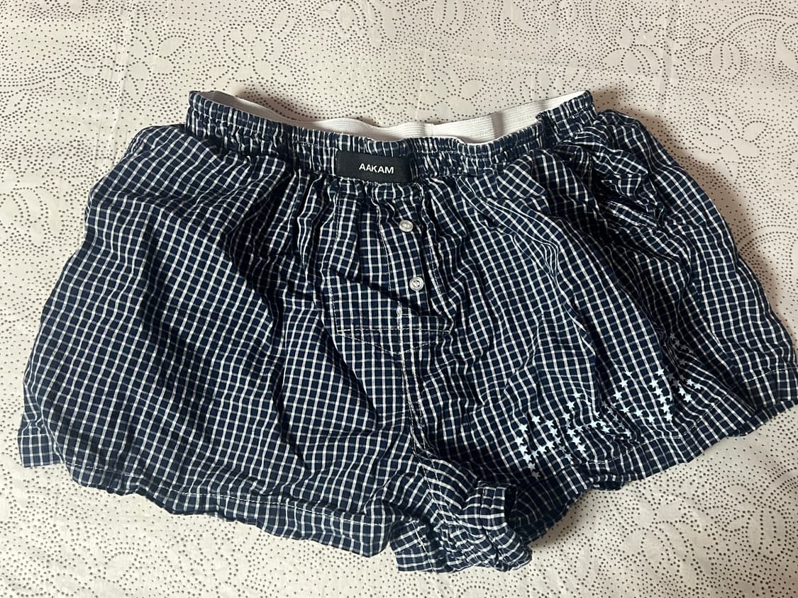아캄 Check Boxer Navy 새깅 팬티 상품이미지3